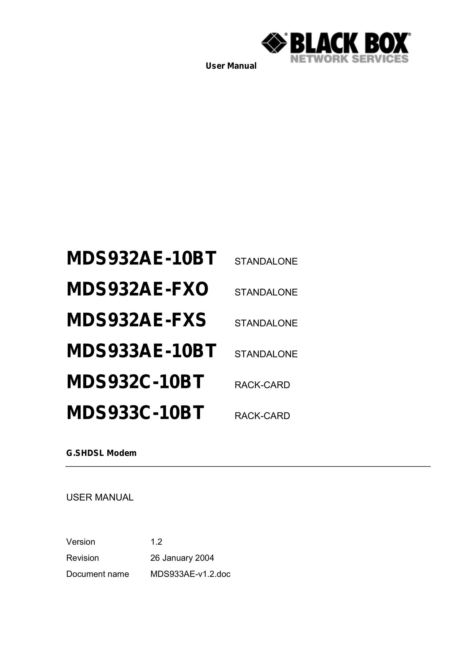 Black Box MDS932AE-FXO Network Card User Manual