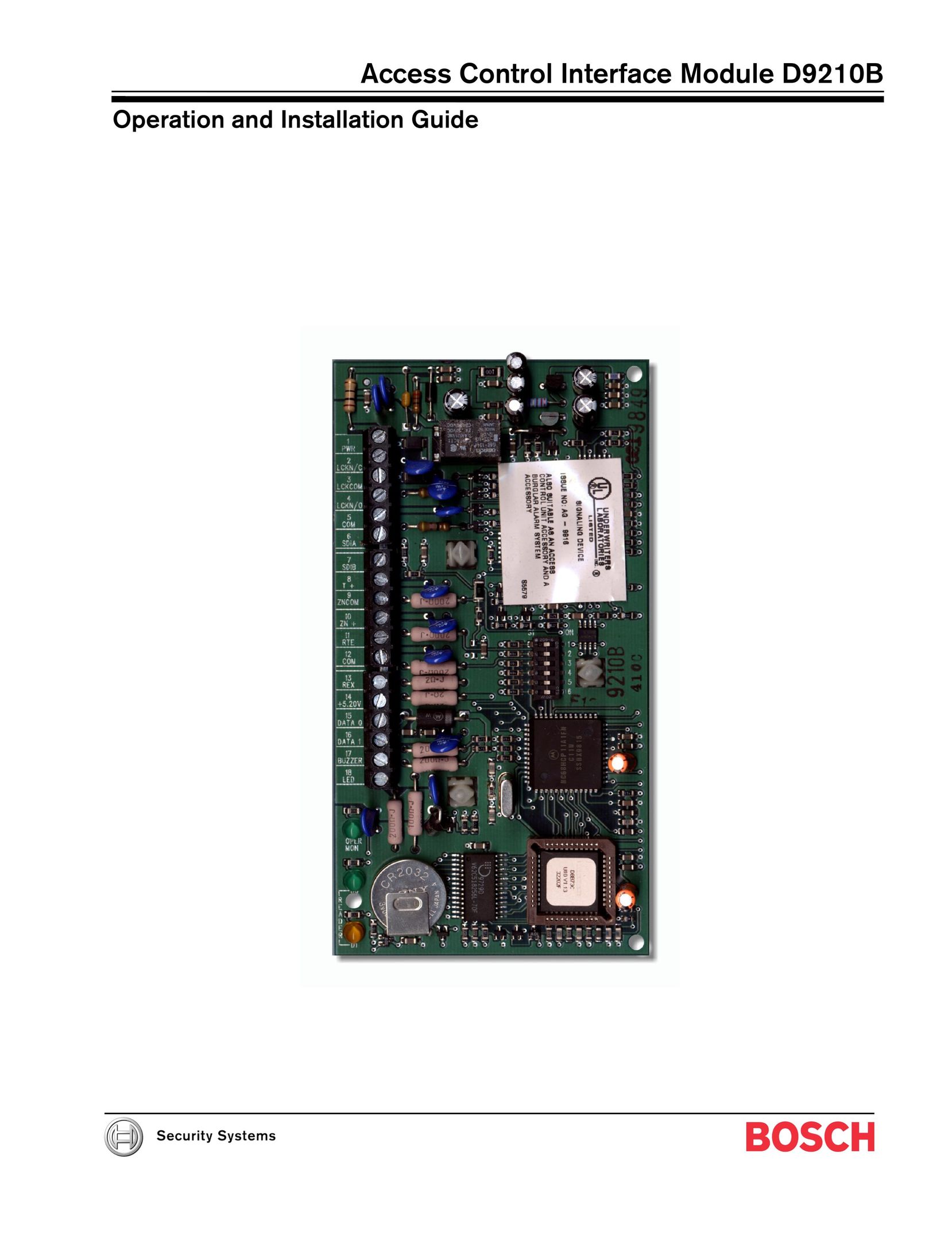 Bosch Appliances D9210B Network Card User Manual