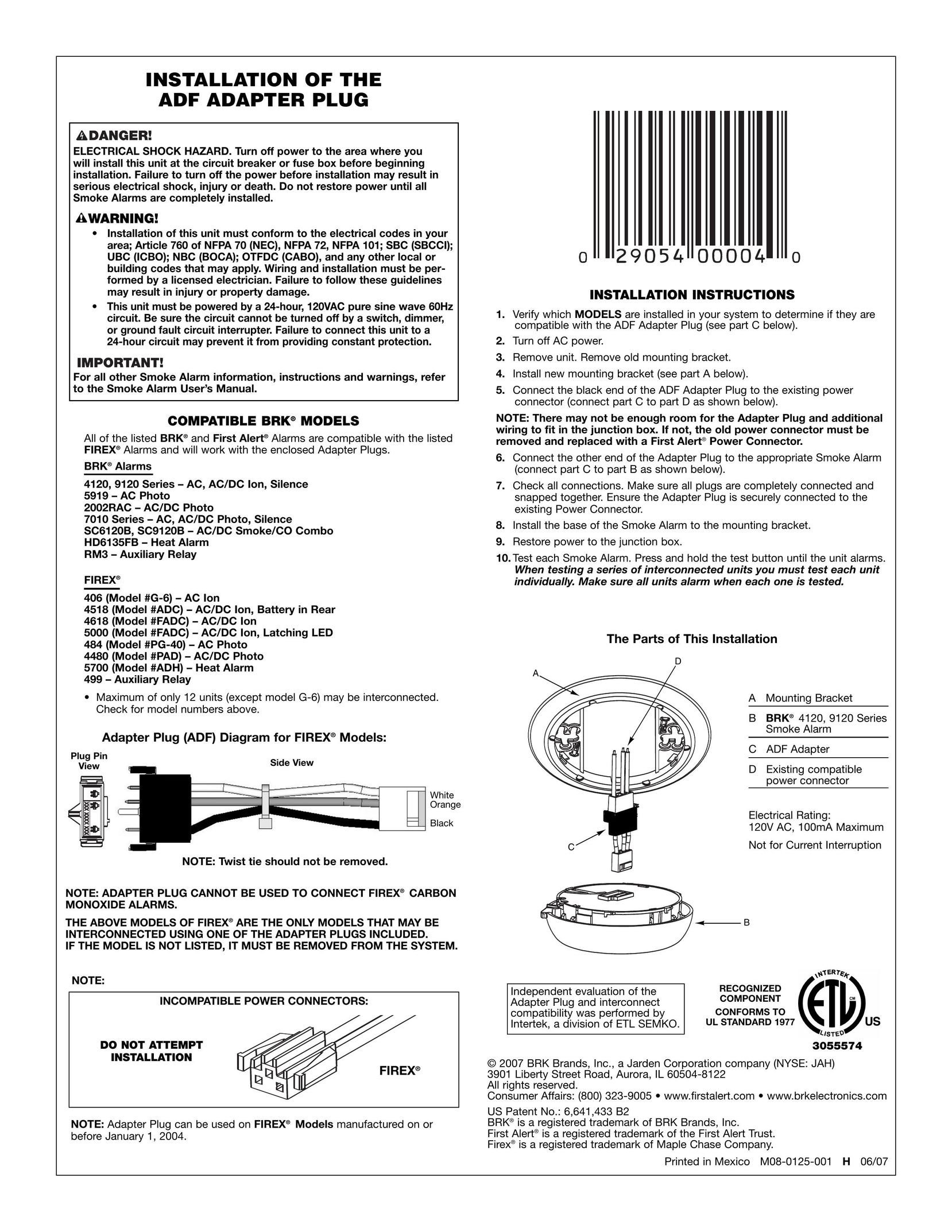 BRK electronic ADF Adapter Network Card User Manual