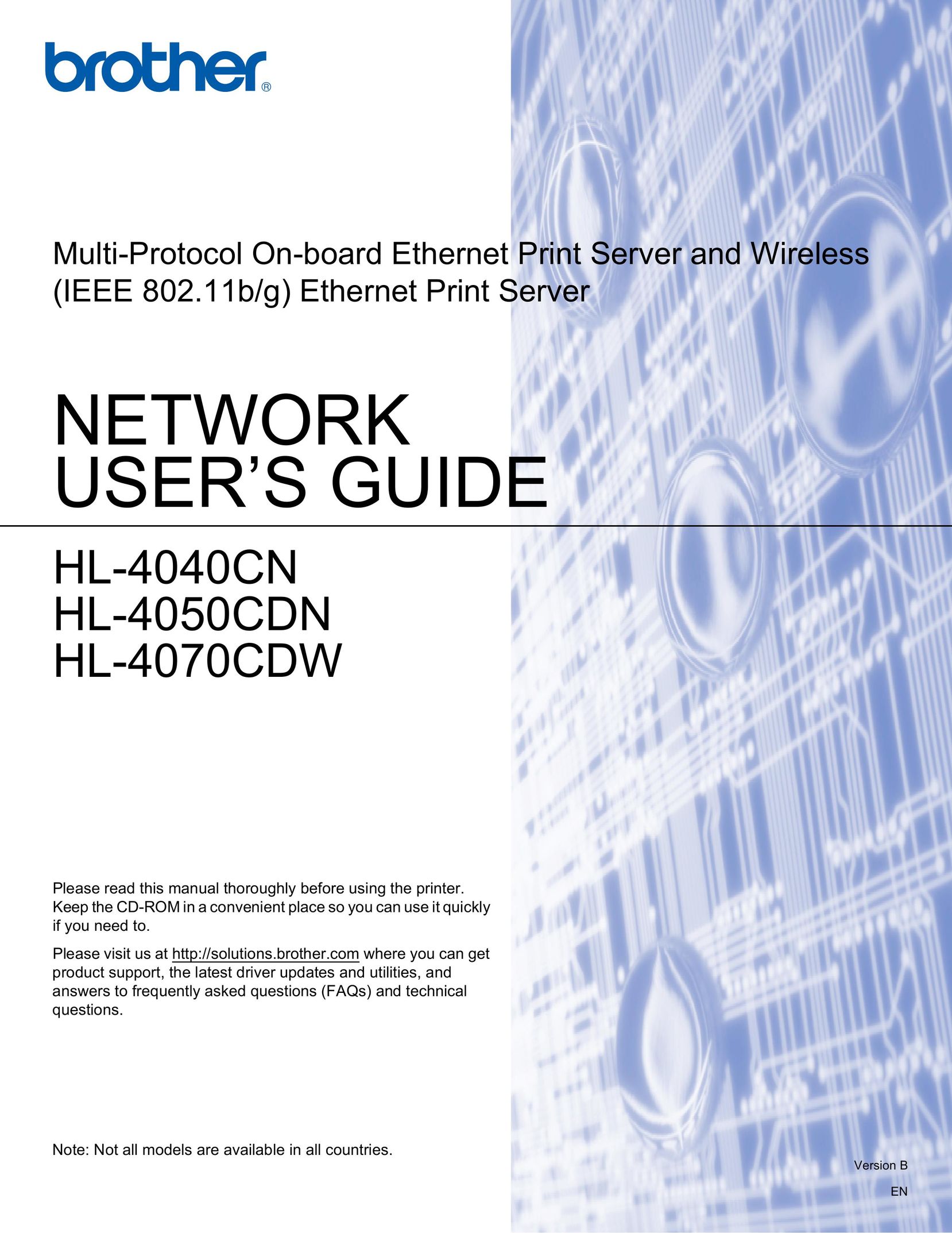 Brother HL-4050CDN Network Card User Manual