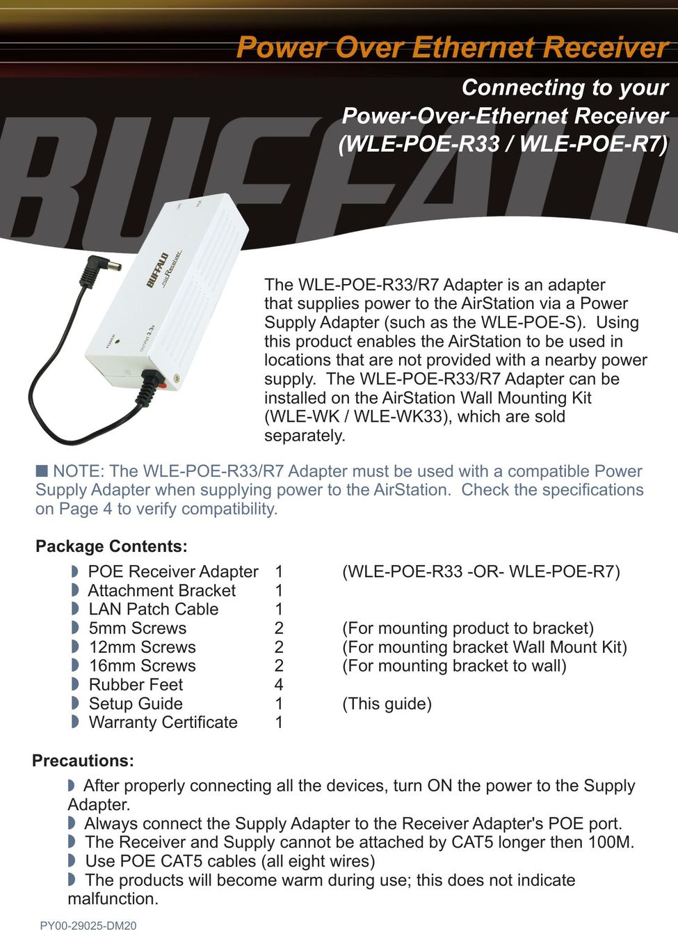 Buffalo Technology WLE-POE-R33 Network Card User Manual
