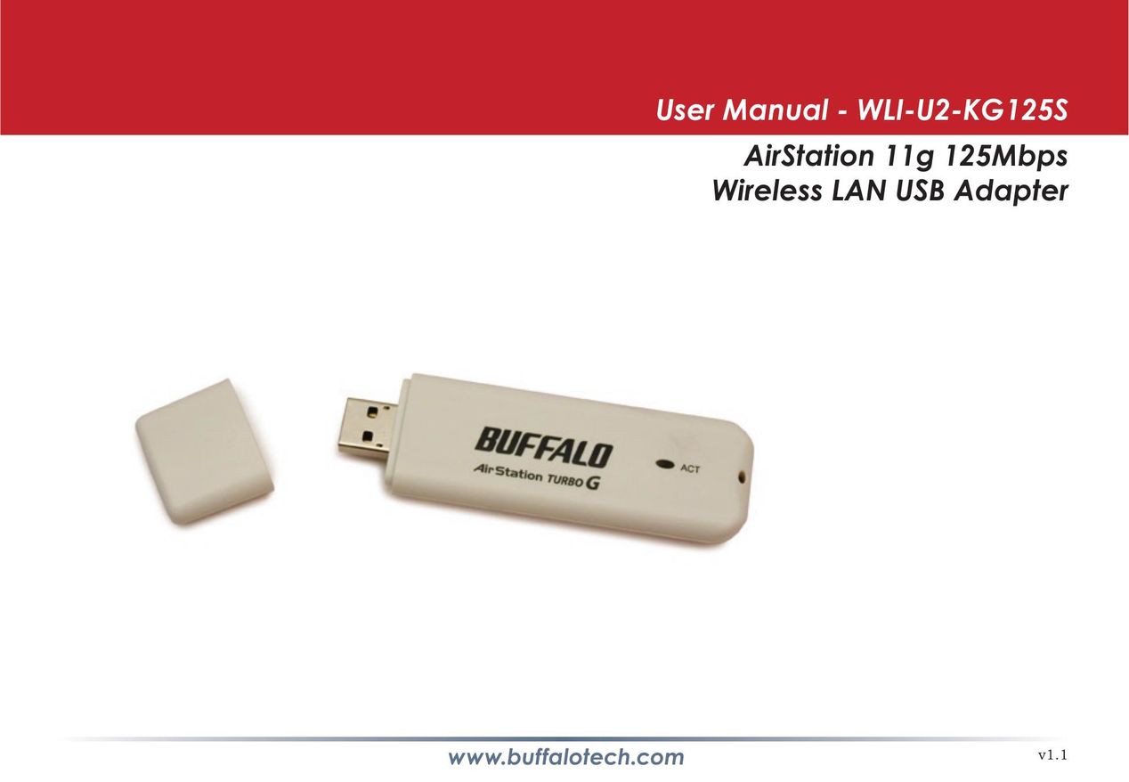 Buffalo Technology WLI-U2-KG125S Network Card User Manual