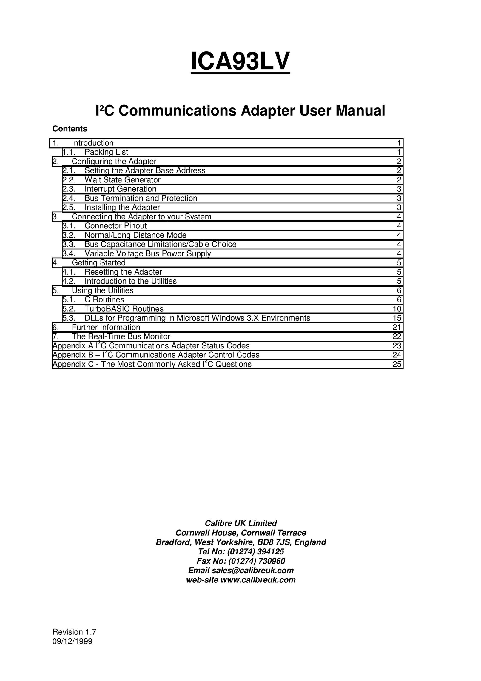Calibre UK ICA93LV Network Card User Manual