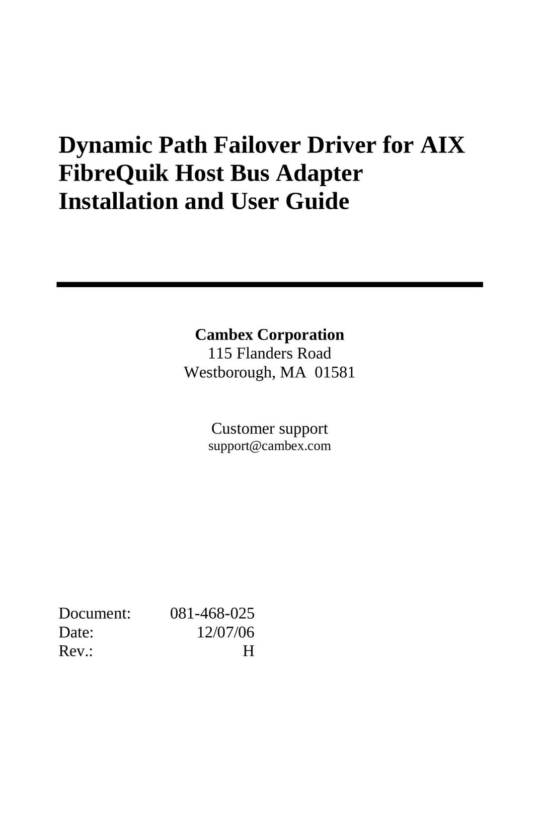 Cambex Bus Adapter Network Card User Manual