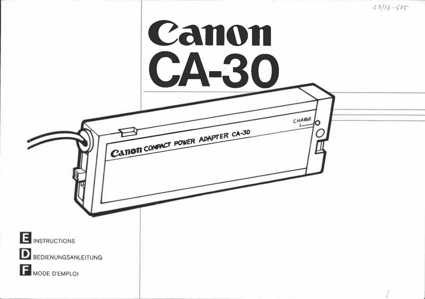 Canon CA-30 Network Card User Manual