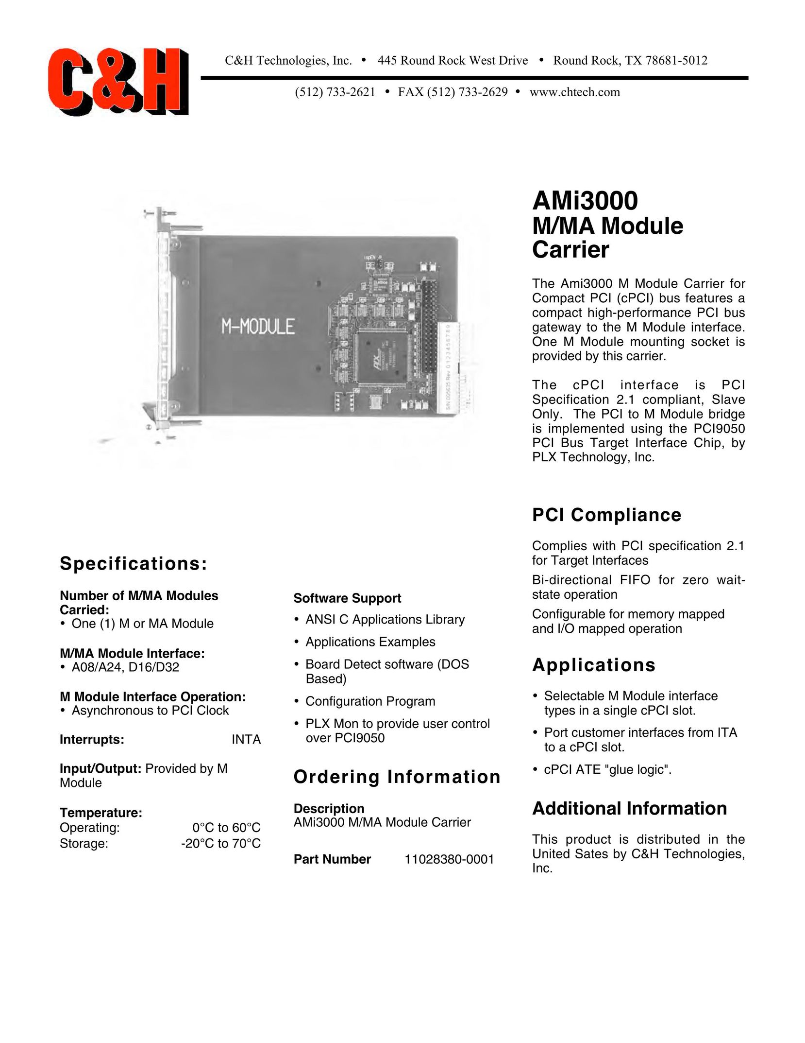 CH Tech AMi3000 Network Card User Manual