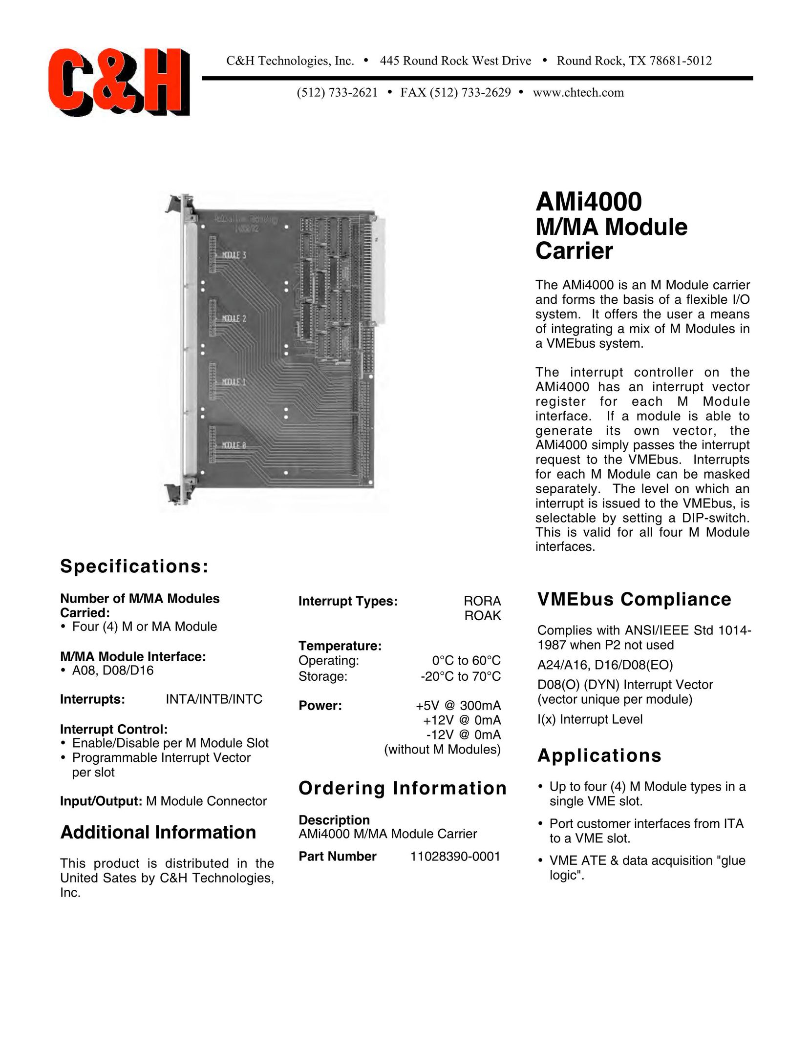 CH Tech AMi4000 Network Card User Manual