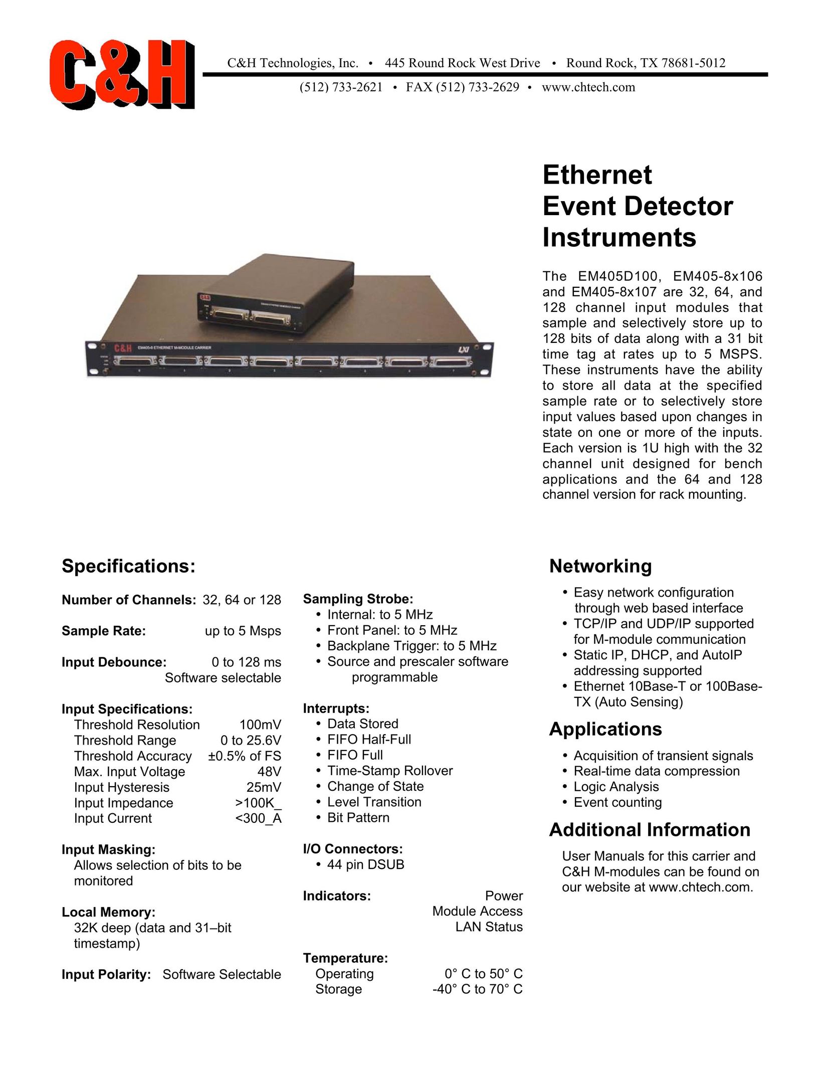 CH Tech EM405D100 Network Card User Manual
