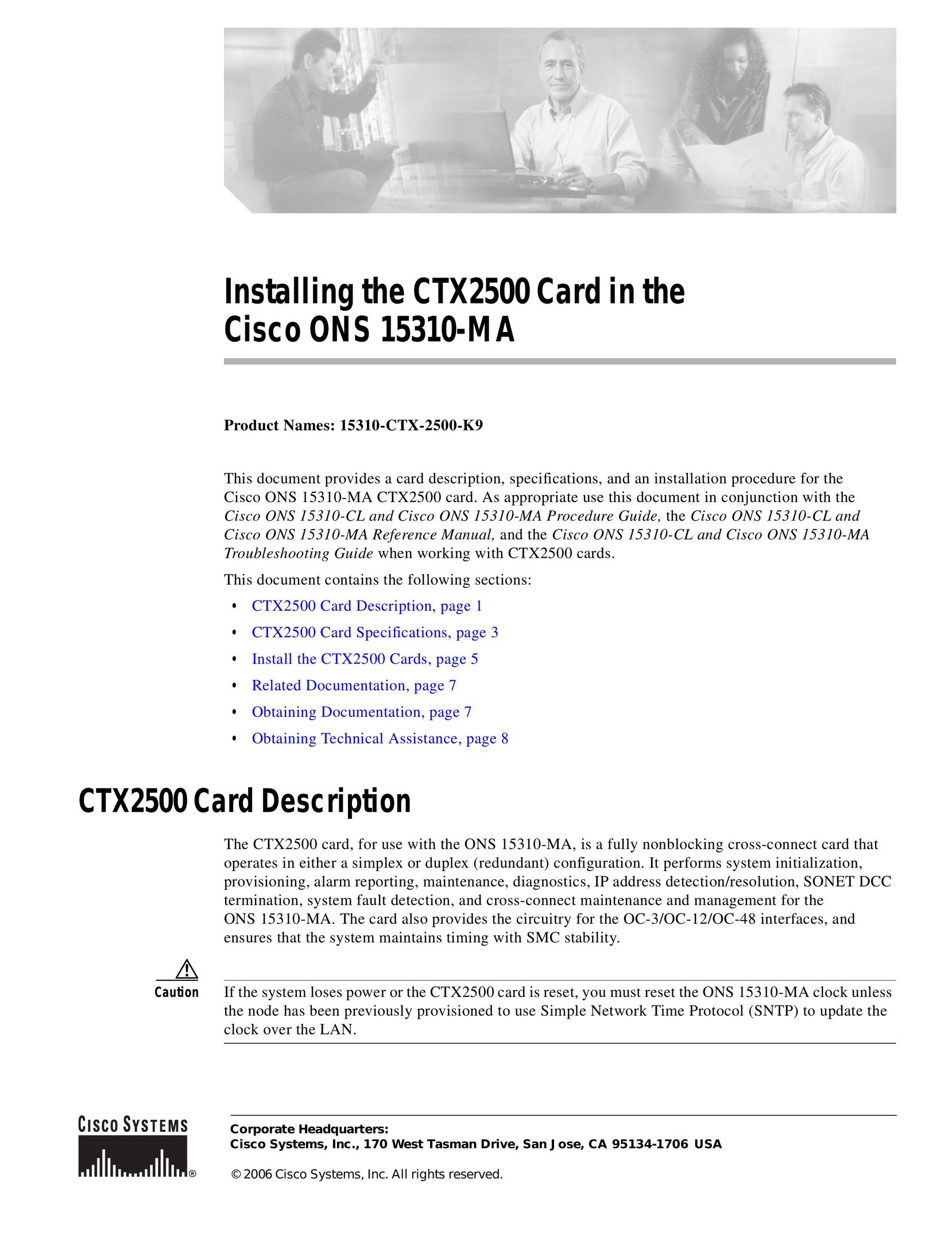 Cisco Systems 15310-CTX-2500-K9 Network Card User Manual