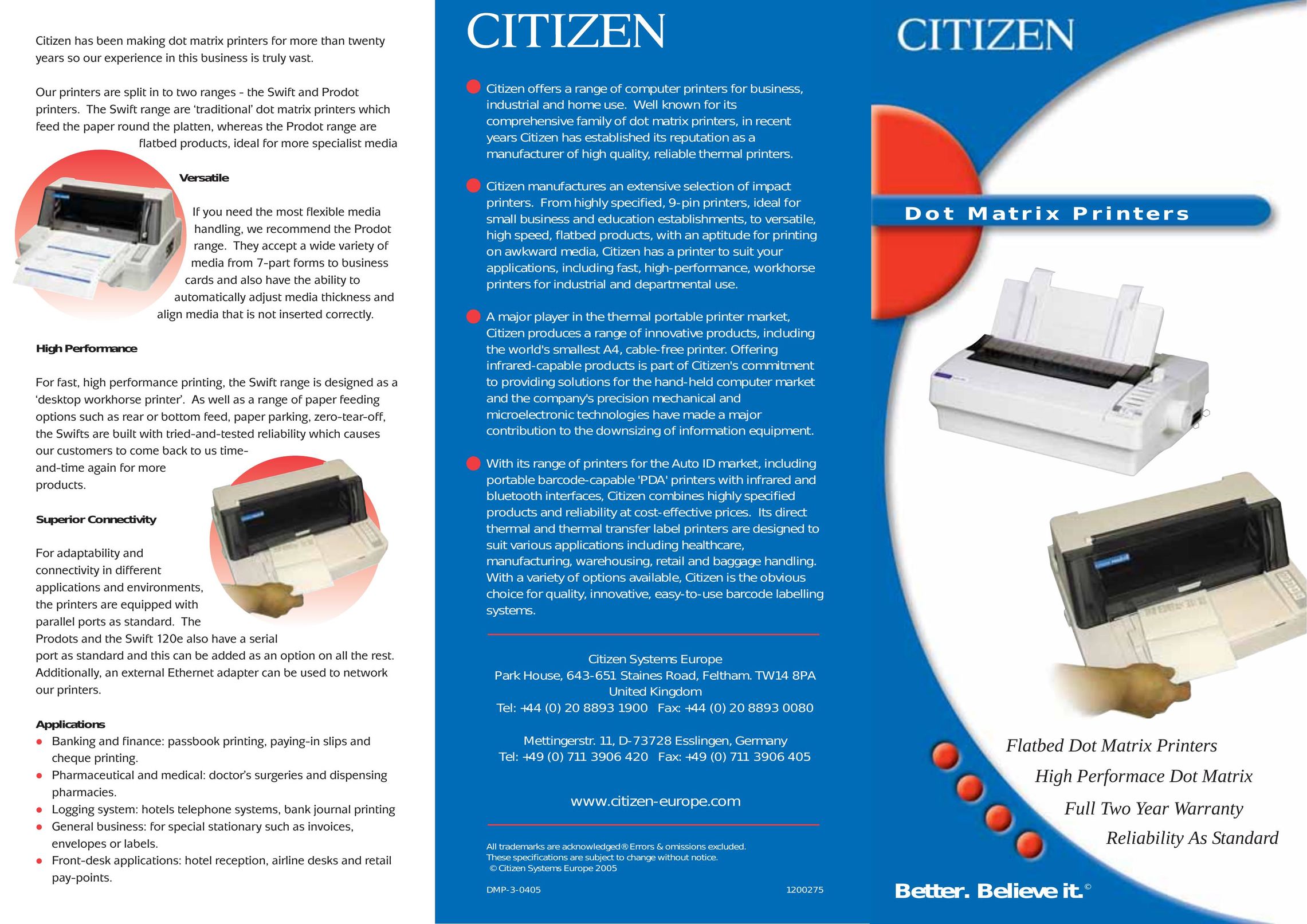 Citizen Systems printers Network Card User Manual