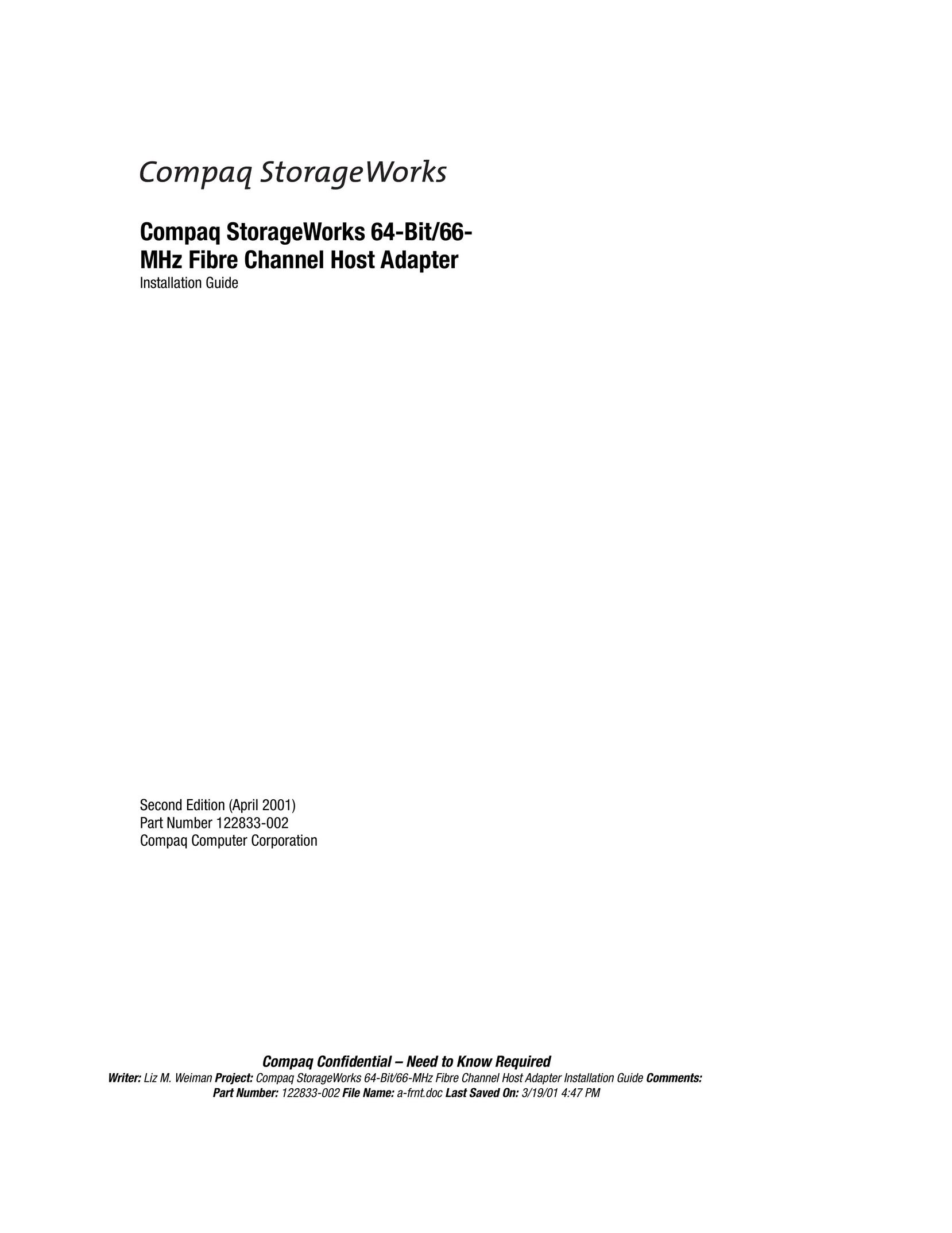 Compaq 64-Bit Network Card User Manual