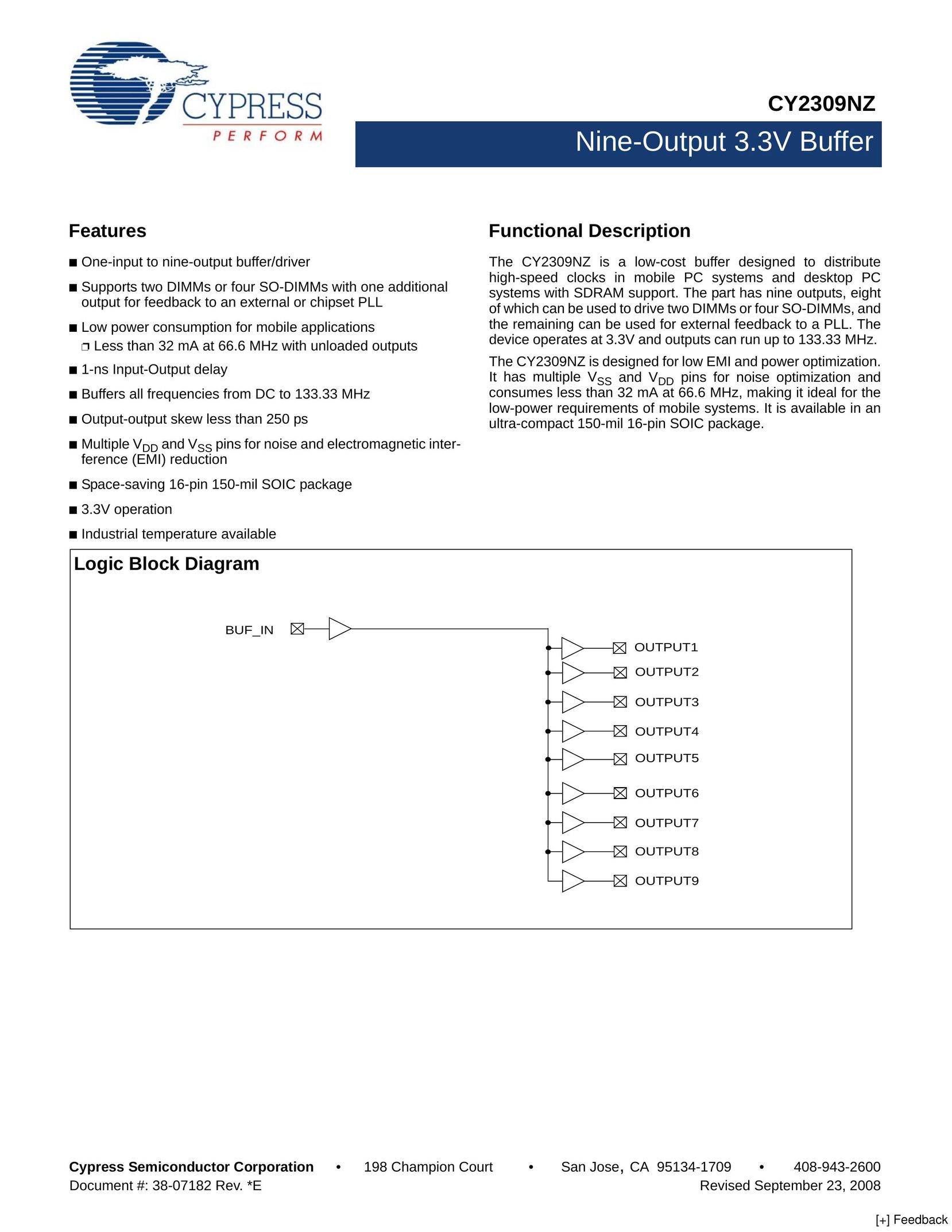 Cypress CY2309NZ Network Card User Manual