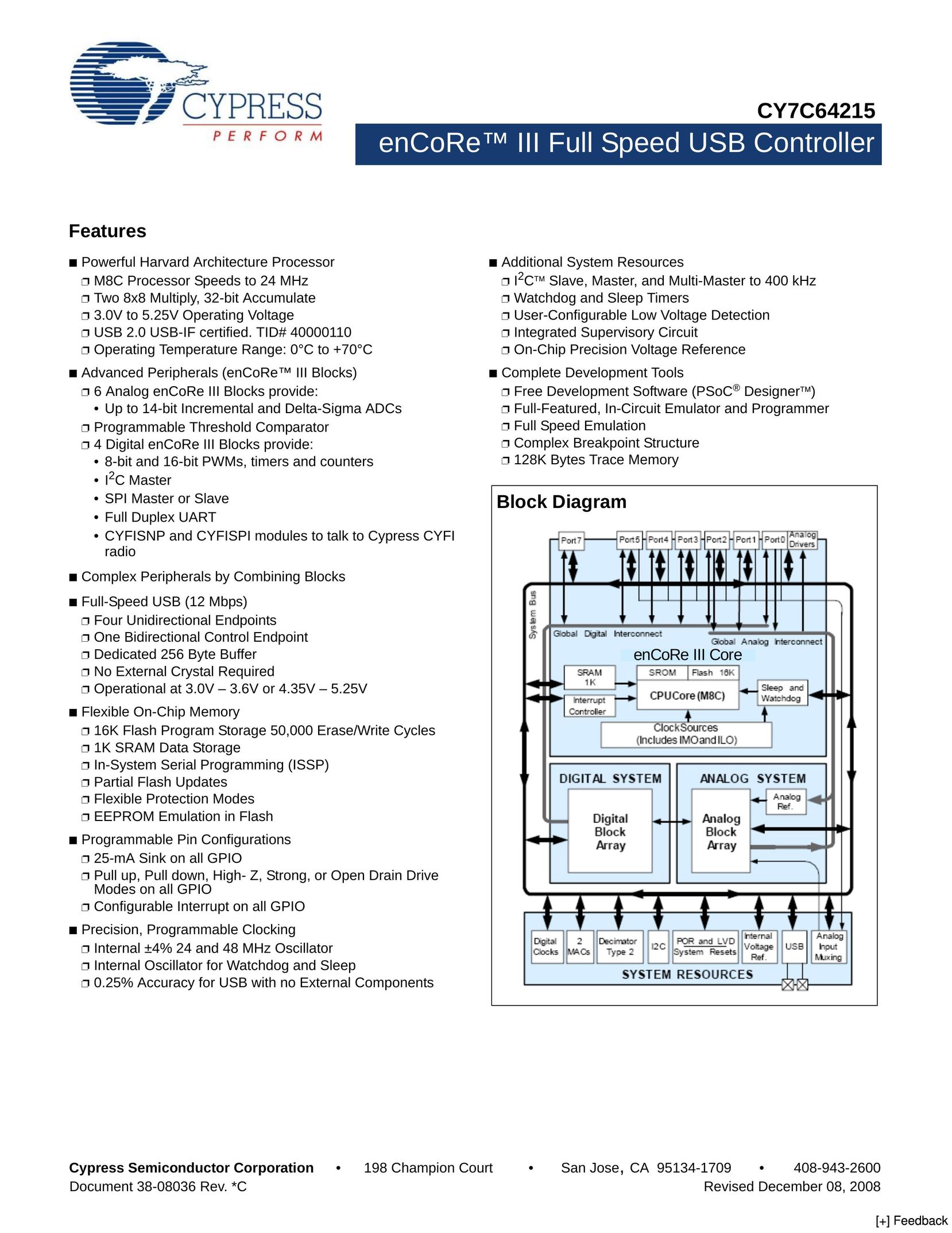 Cypress CY7C64215 Network Card User Manual