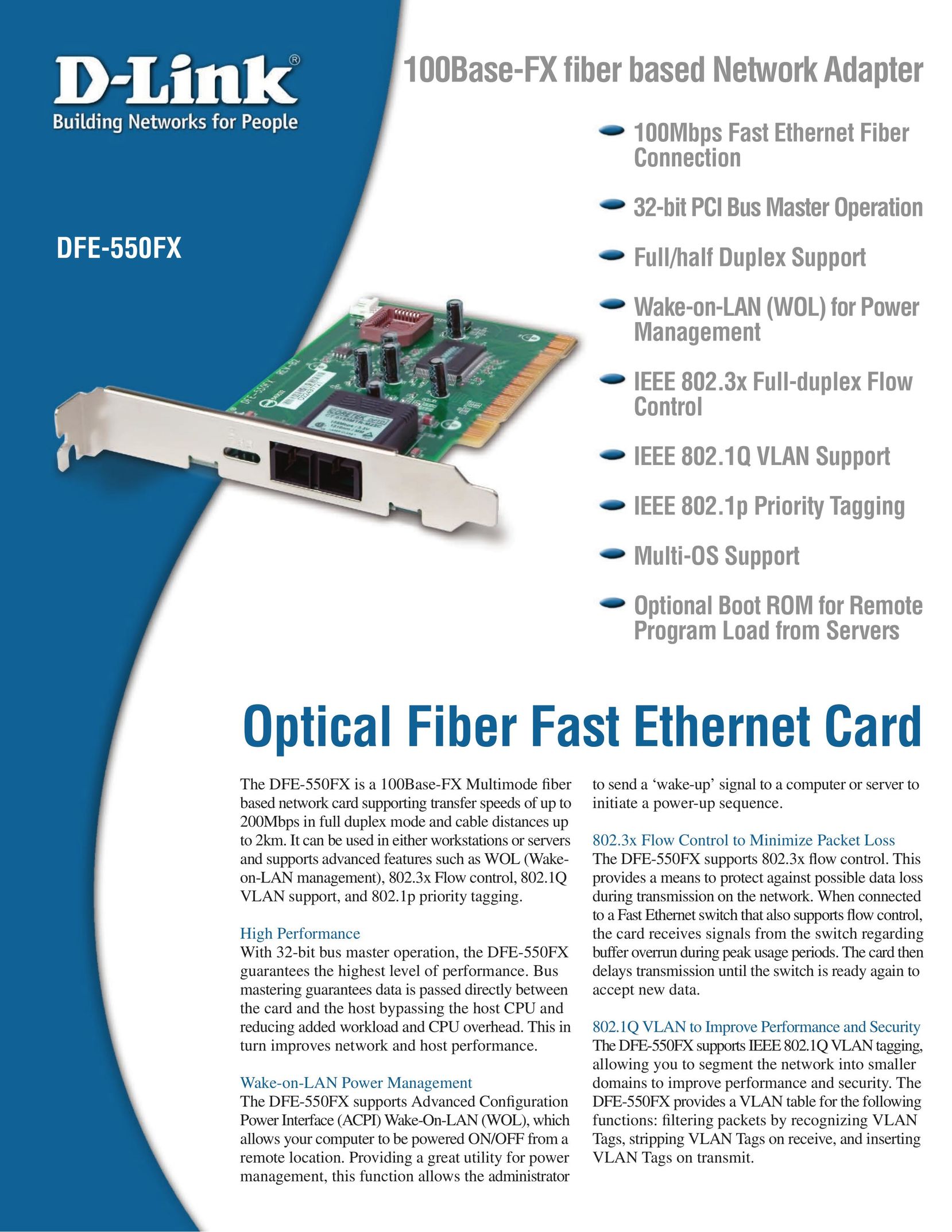 D-Link DFE-550FX Network Card User Manual