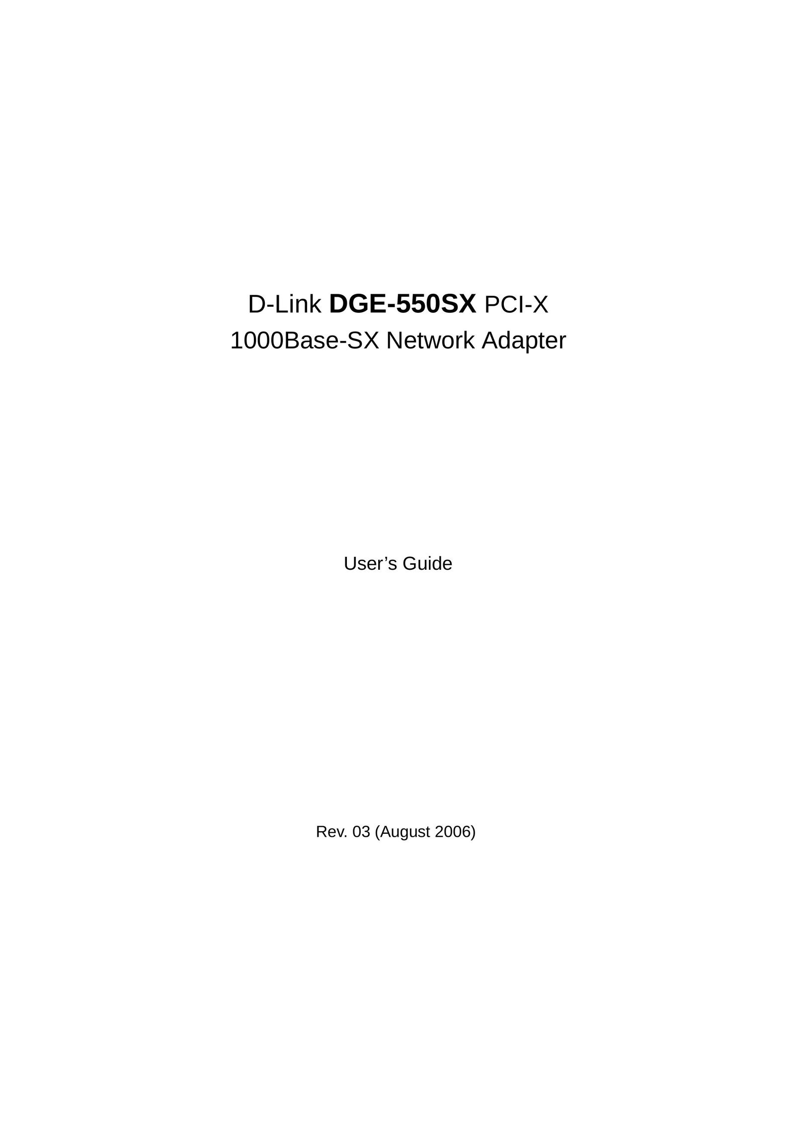 D-Link DGE-550SX Network Card User Manual