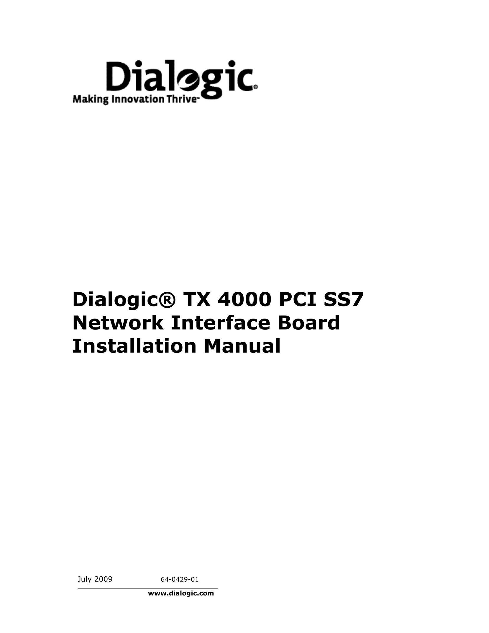 Dialogic TX4000 PCI SS7 Network Card User Manual