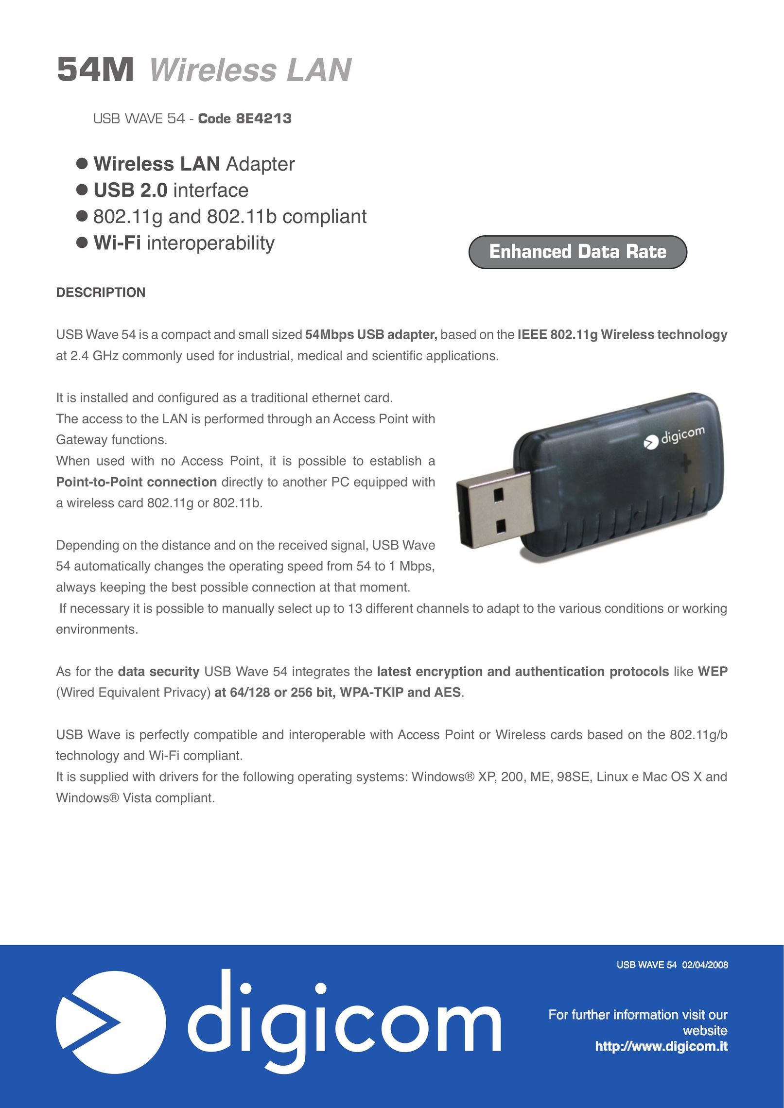 Digicom USB Wave 54 Network Card User Manual