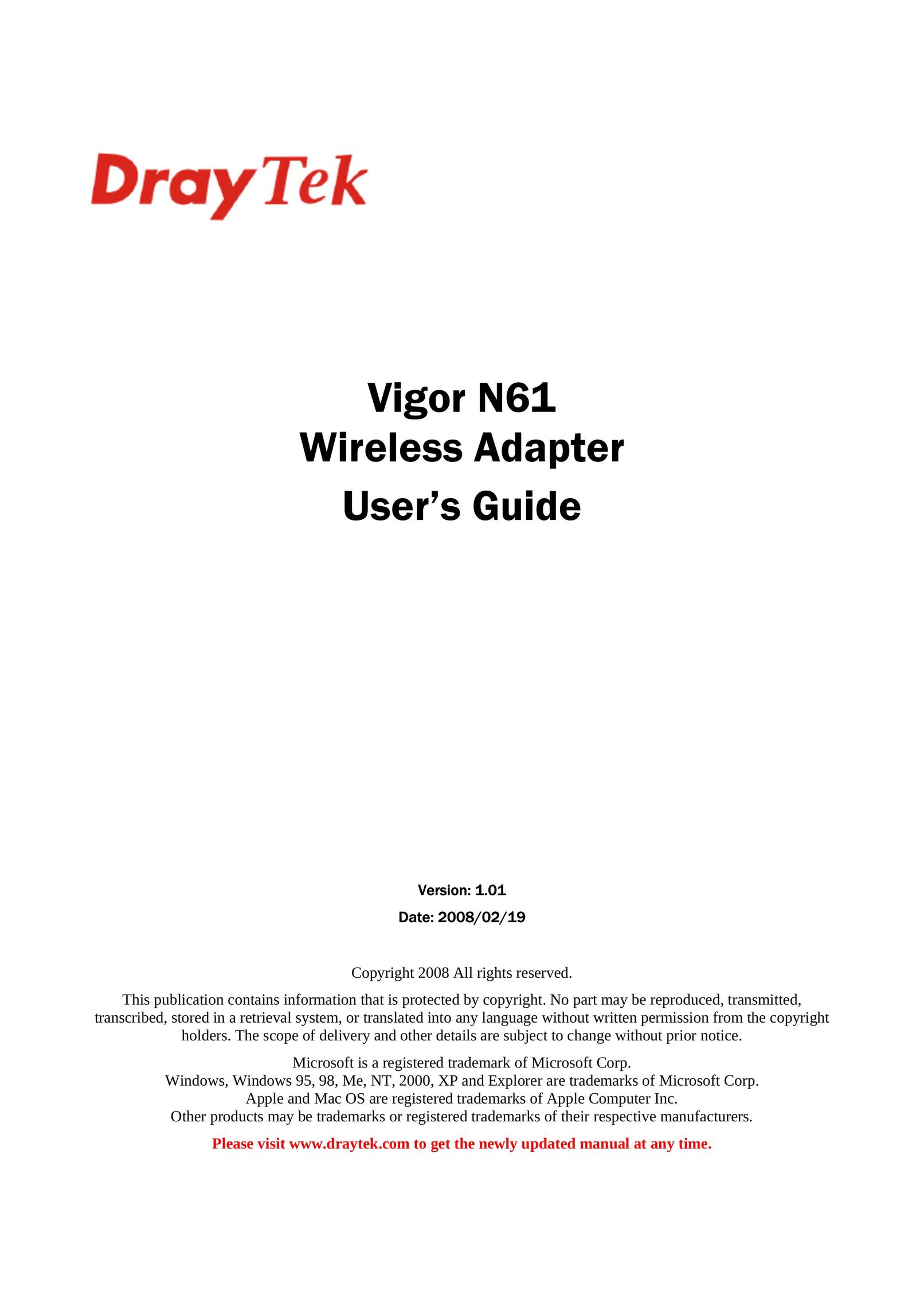 Draytek N61 Network Card User Manual