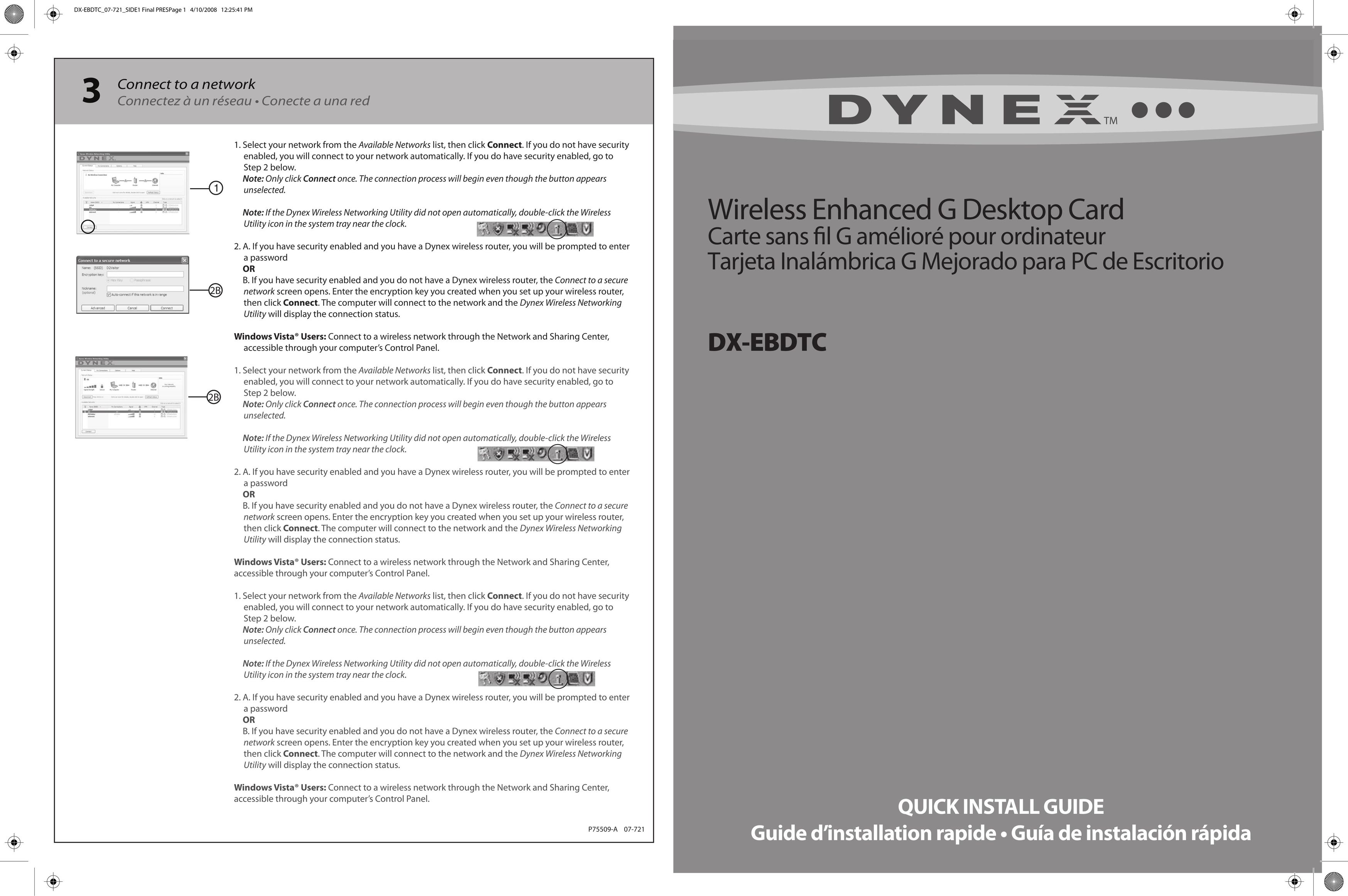 Dynex DX-EBDTC Network Card User Manual