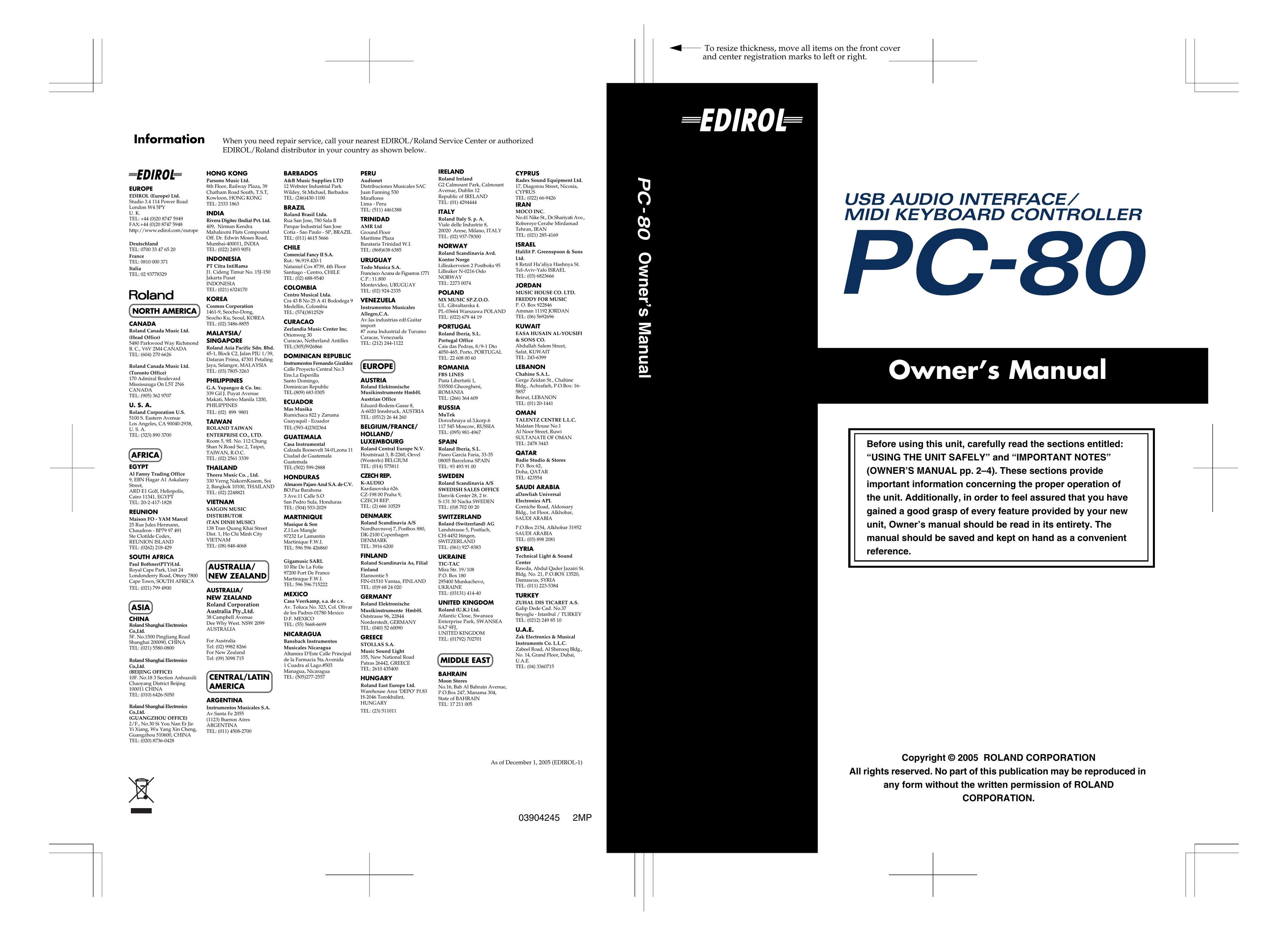 Edirol PC-80 Network Card User Manual