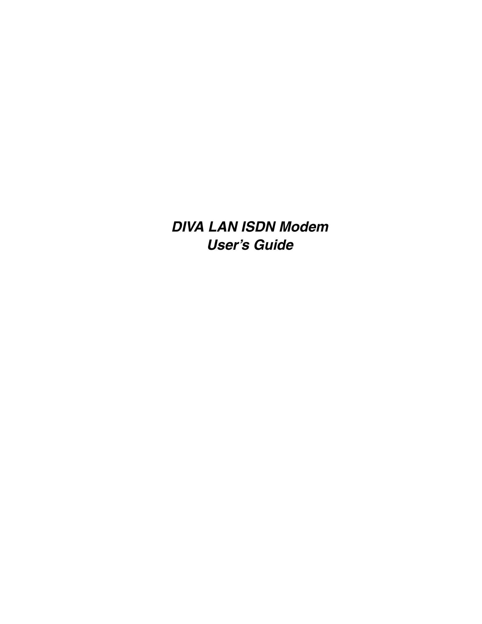 Eicon Networks DIVA LAN ISDN Network Card User Manual
