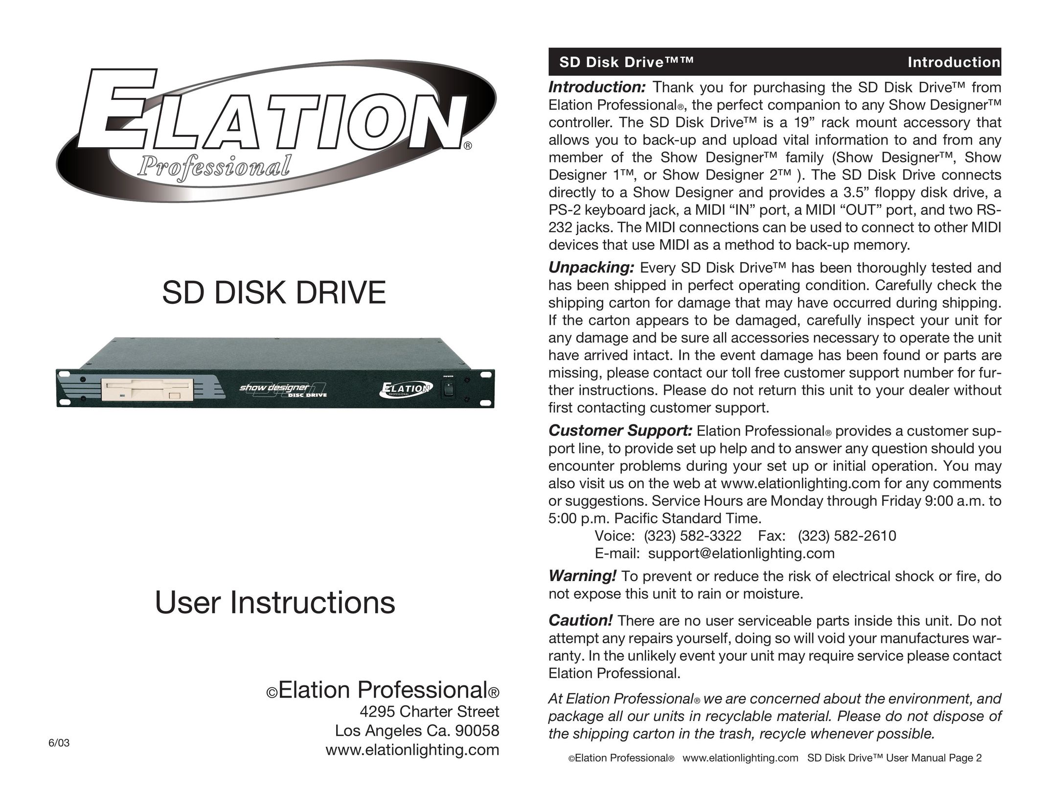 Elation Professional SD Network Card User Manual