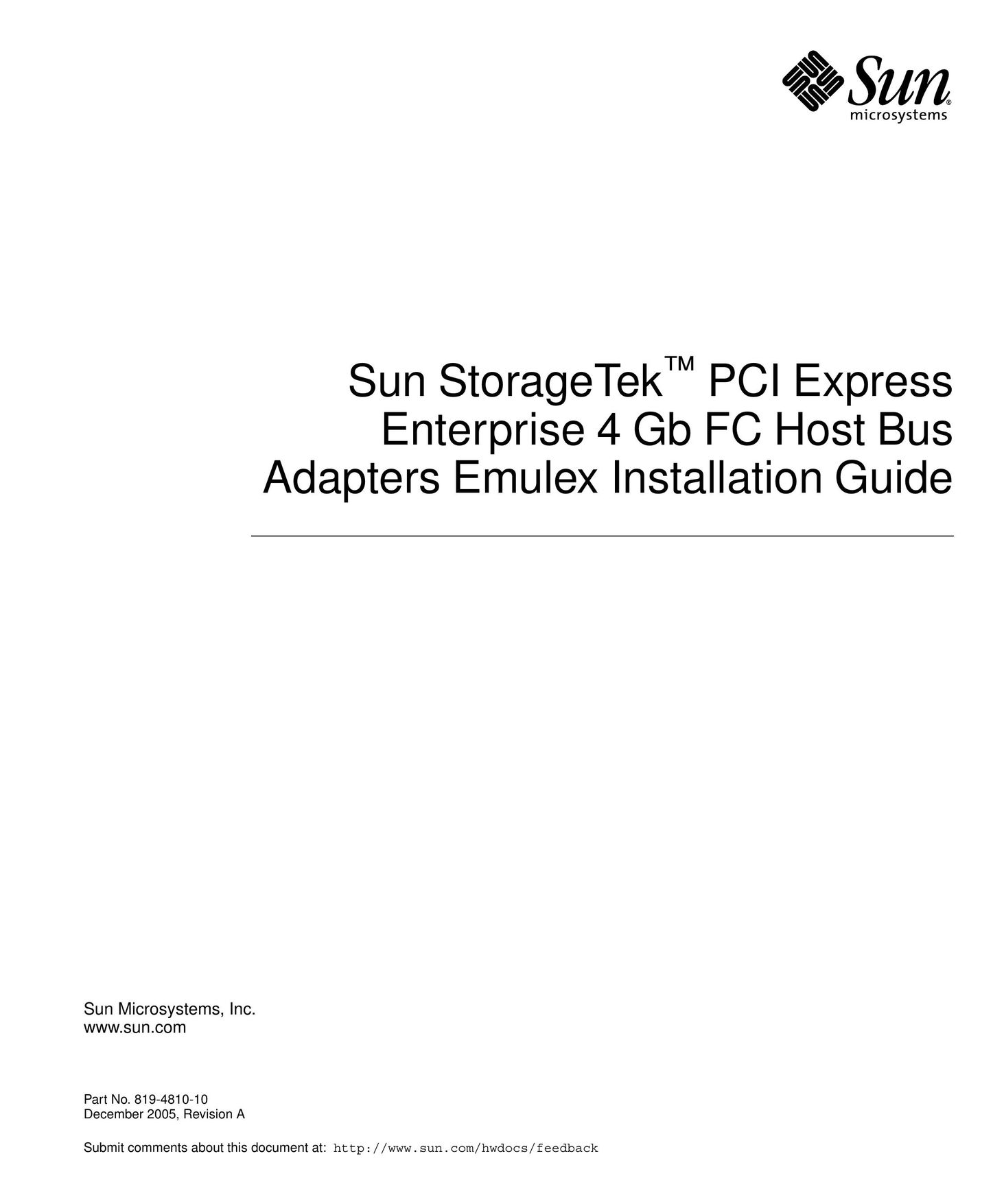 Emulex 4 Gb FC Host Bus Network Card User Manual