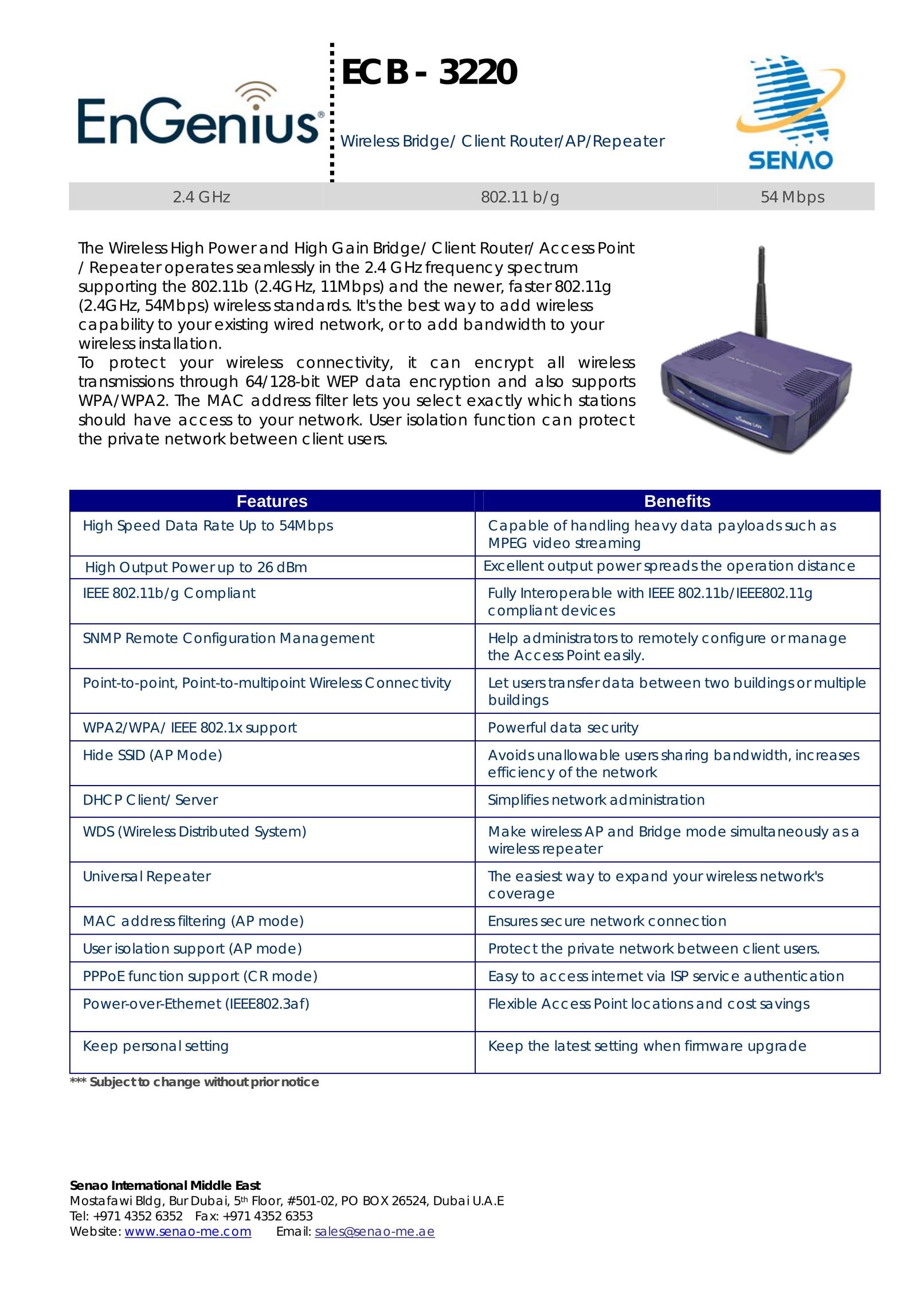 EnGenius Technologies ECB-3220 Network Card User Manual