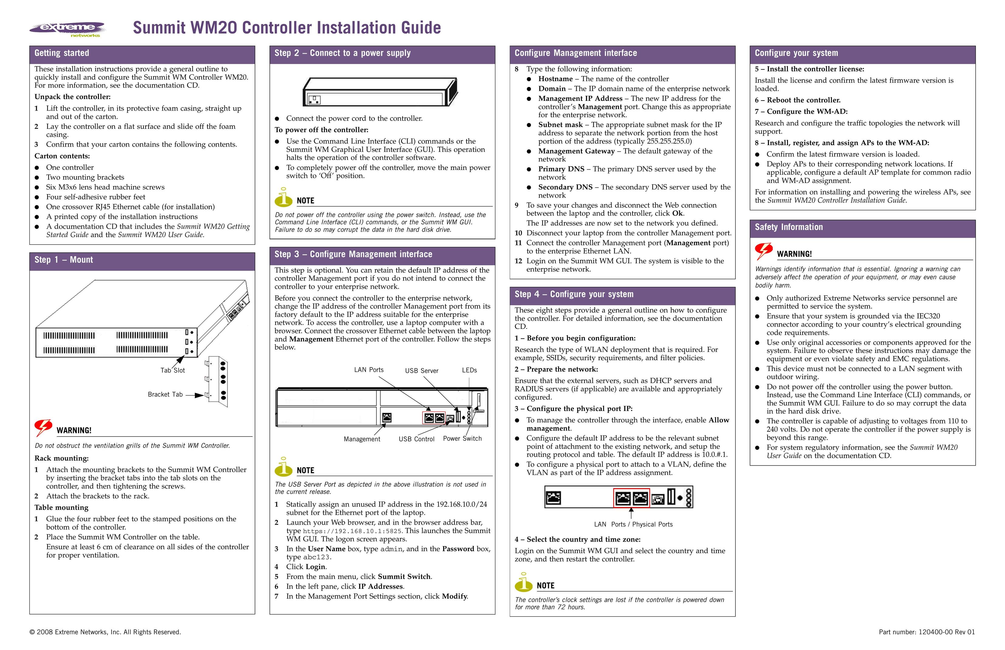 Extreme Networks WM20 Network Card User Manual