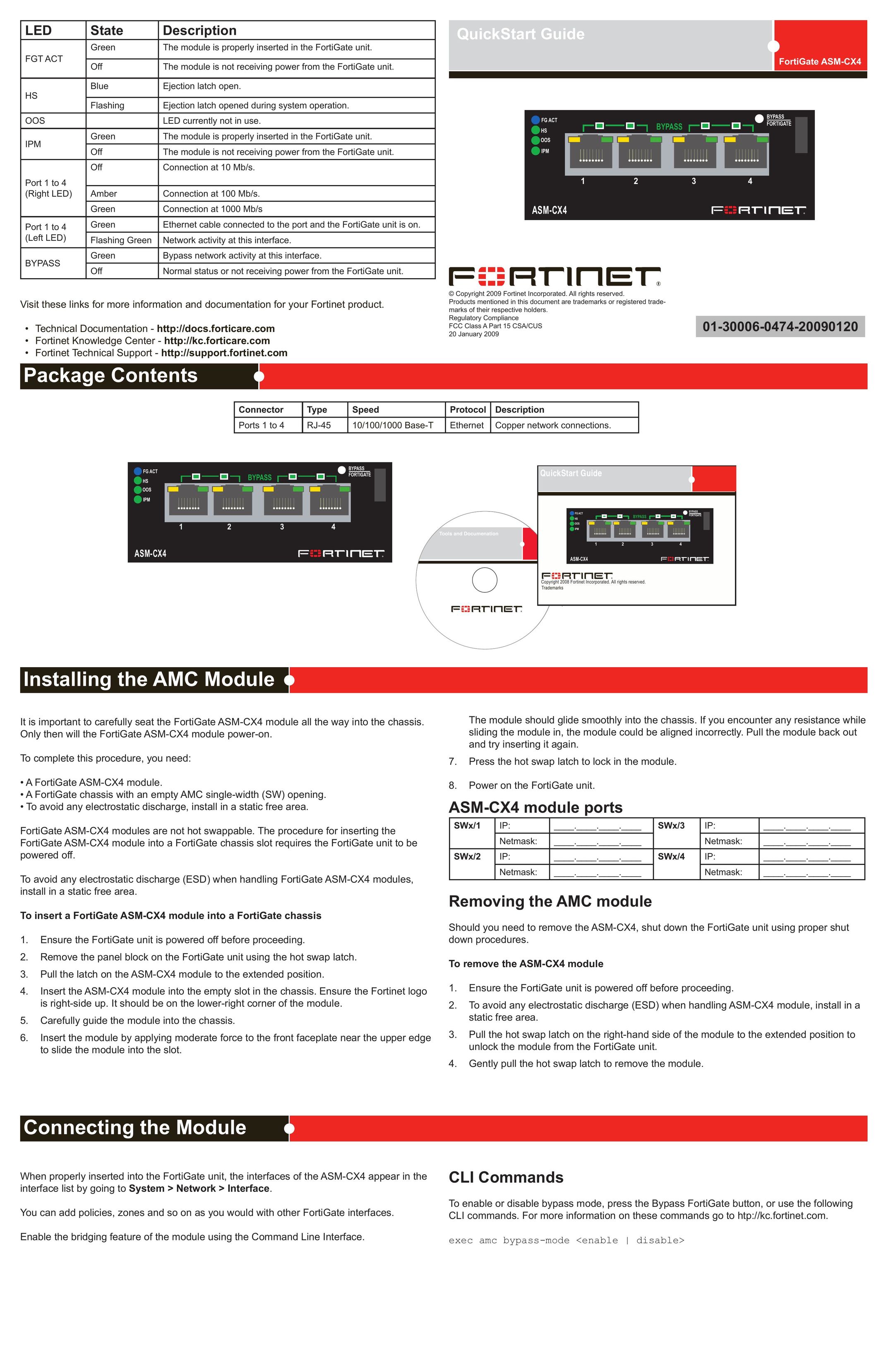Fortinet ASM-CX4 Network Card User Manual
