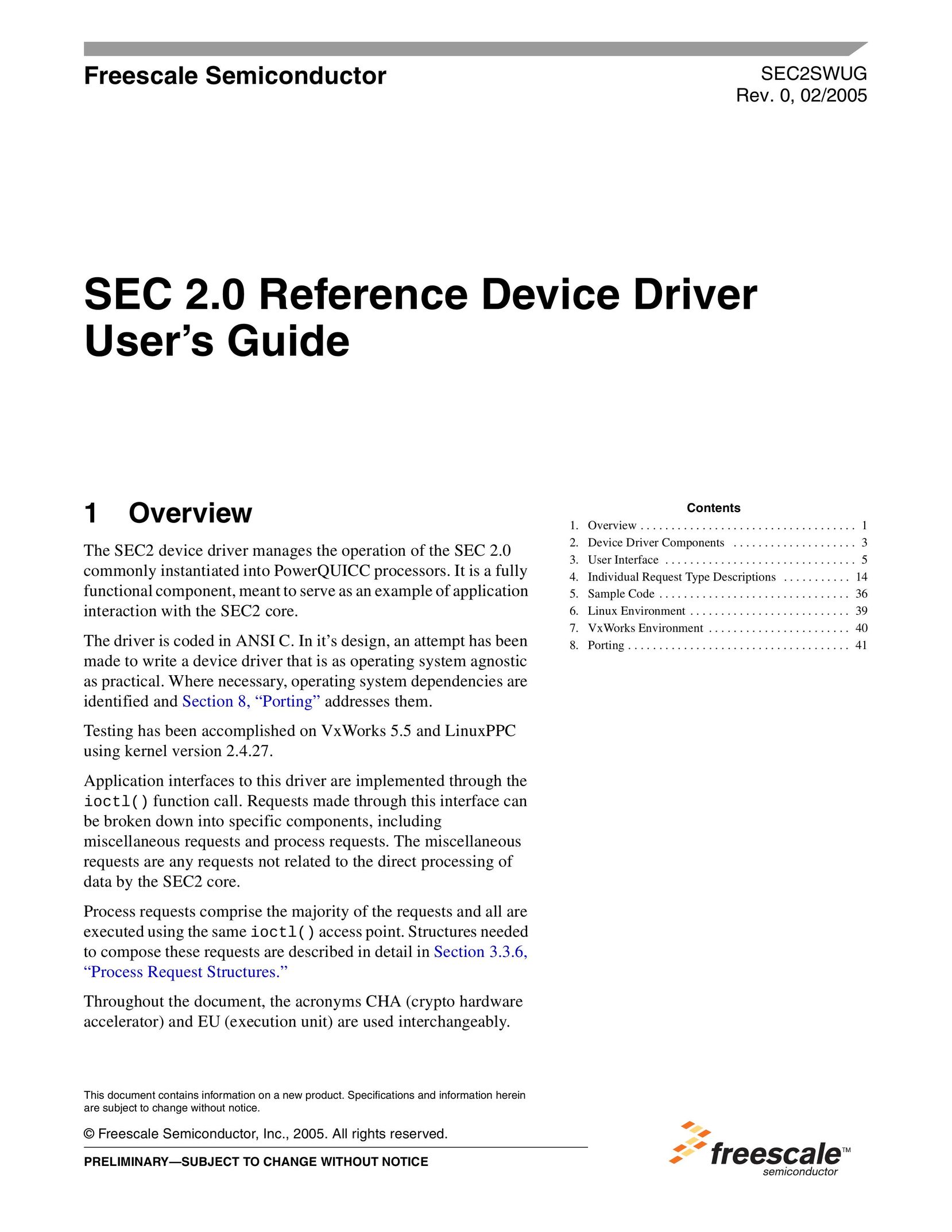 Freescale Semiconductor SEC2SWUG Network Card User Manual