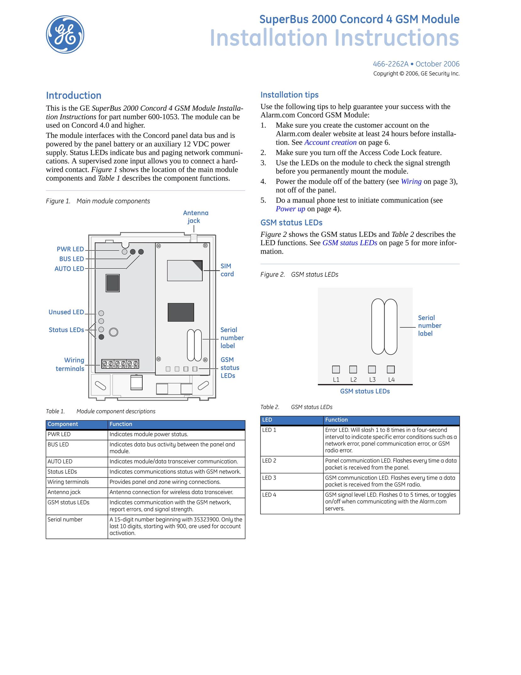 GE superbus 2000 concord 4 gsm module Network Card User Manual