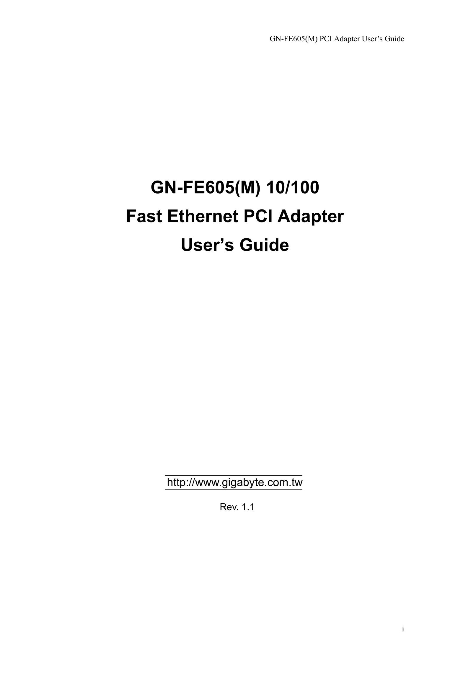 Gigabyte GN-FE605 Network Card User Manual