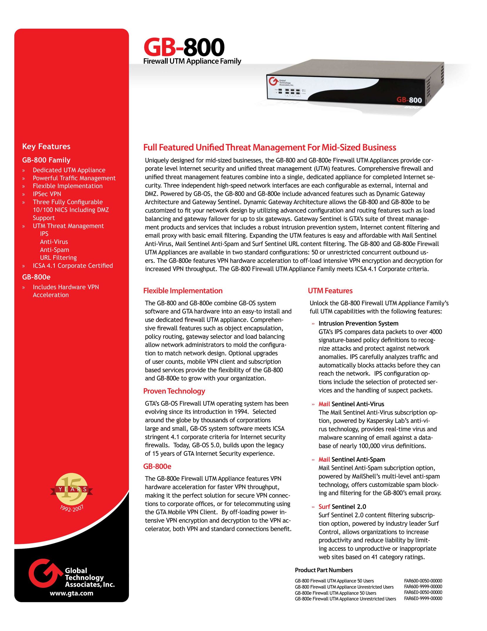 Global Technology Associates GB-800e Network Card User Manual