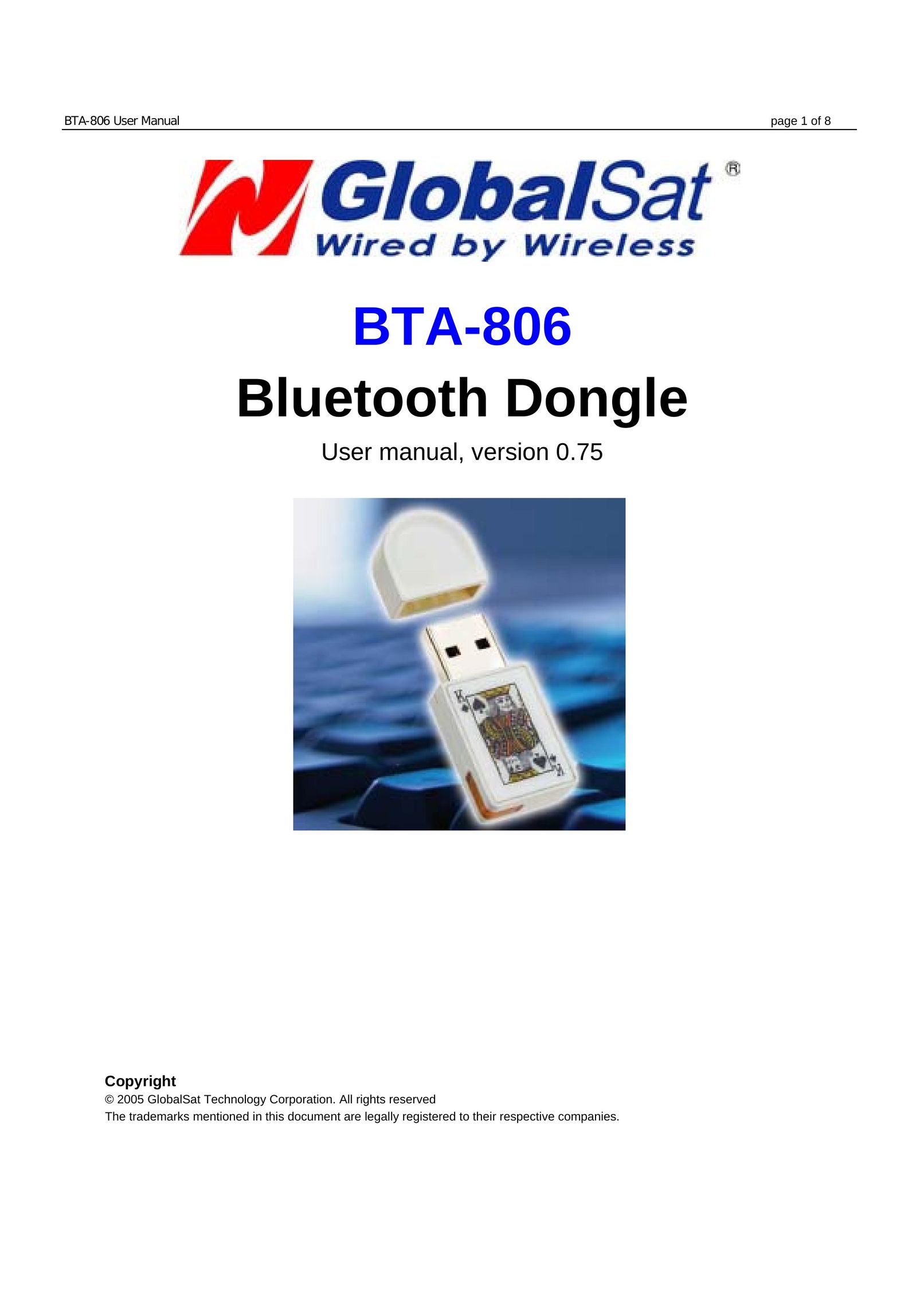 Globalsat Technology BTA-806 Network Card User Manual