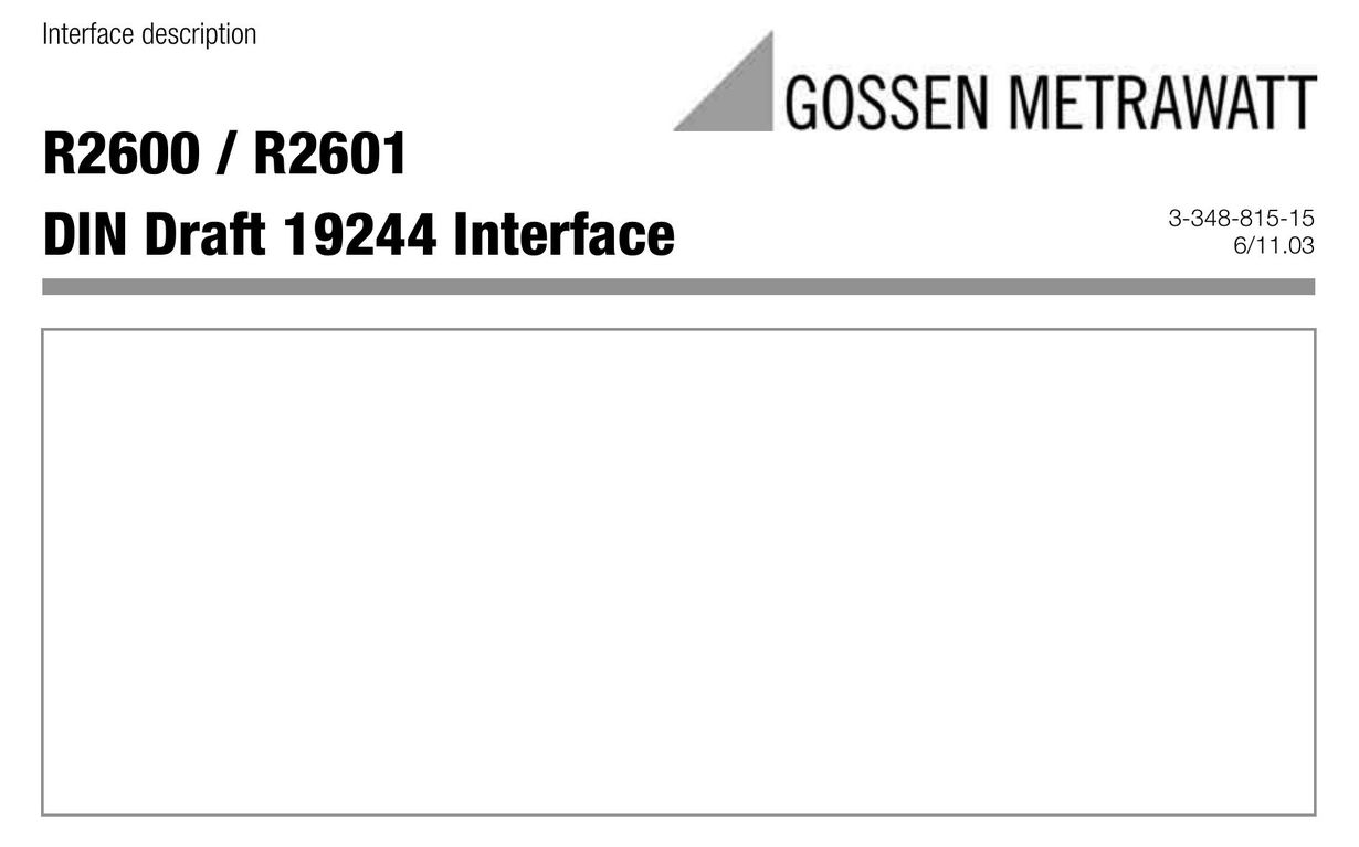 Gossen R2600 Network Card User Manual