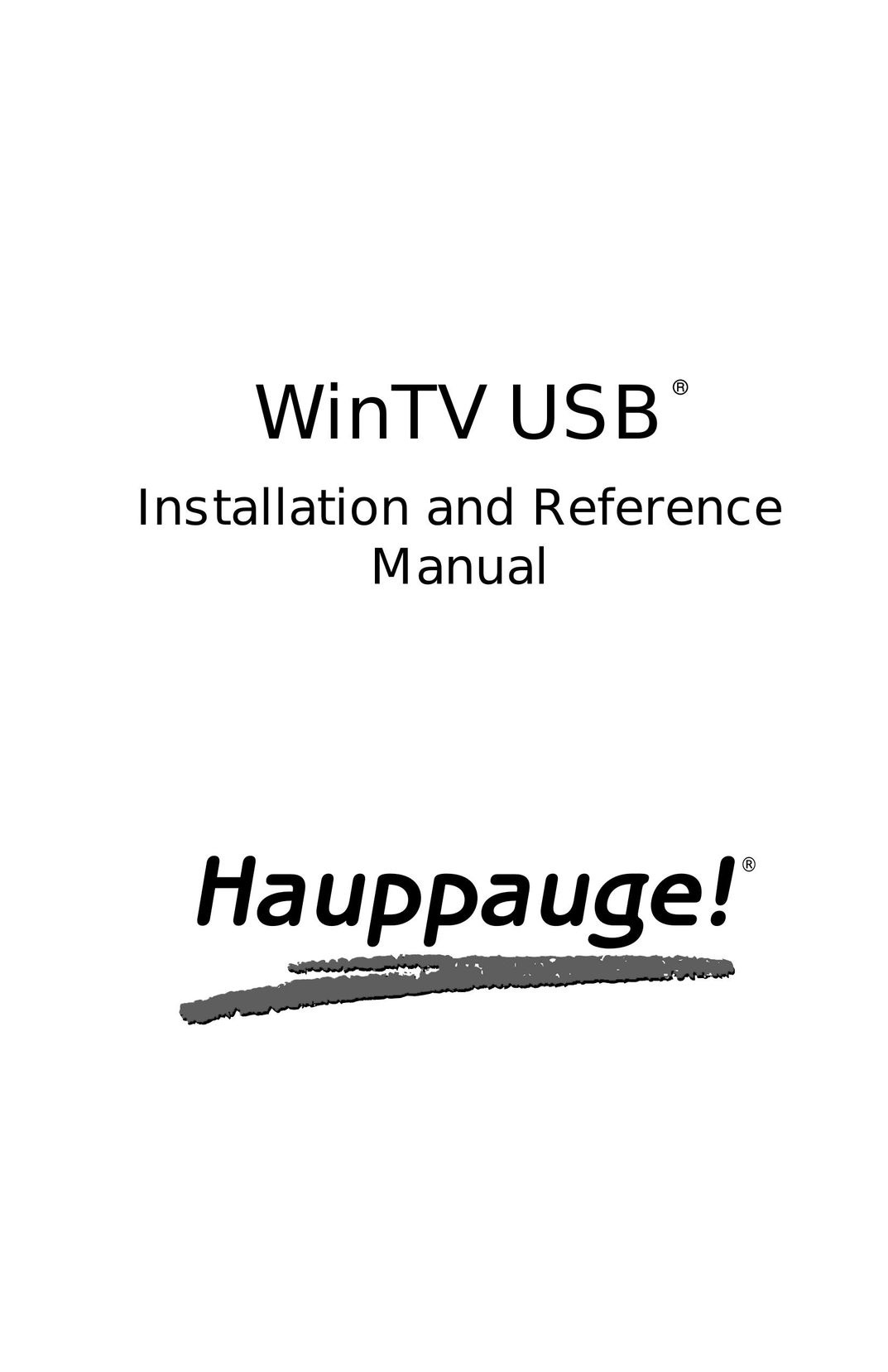 Hauppauge WinTV USB Network Card User Manual