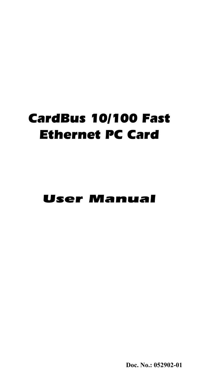 Hawking Technology CardBus 10/100 Fast Ethernet PC Card Network Card User Manual
