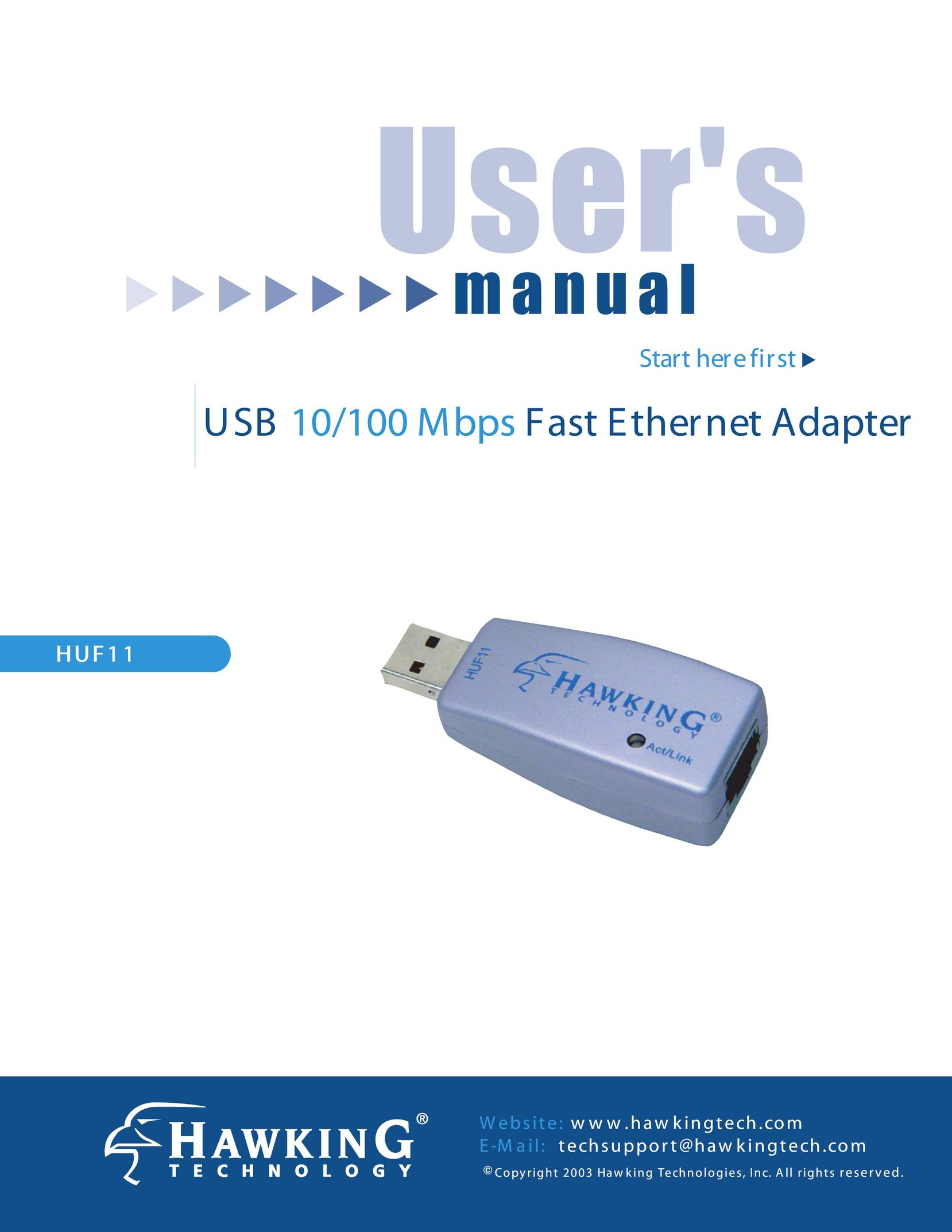 Hawking Technology USB 10/100 Mbps Network Card User Manual