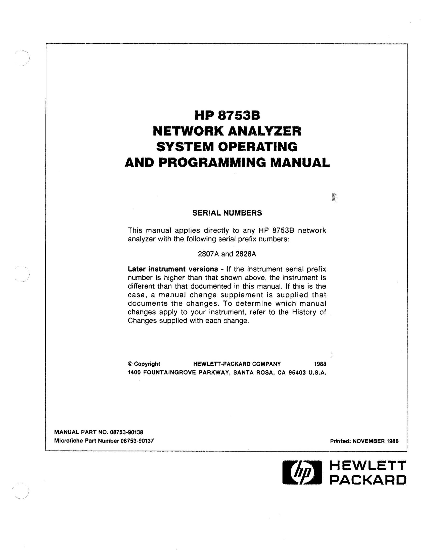 HP (Hewlett-Packard) 8753b Network Card User Manual
