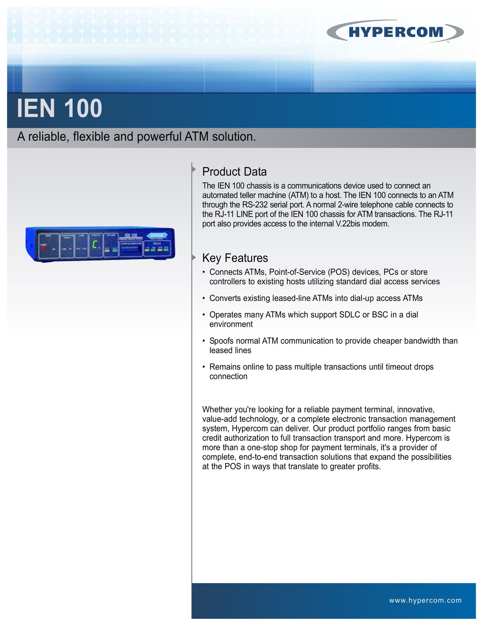 Hypercom IEN 100 Network Card User Manual
