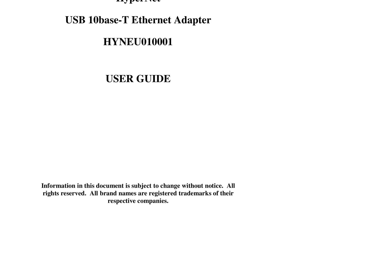 Hypertec HYNEU010001 Network Card User Manual