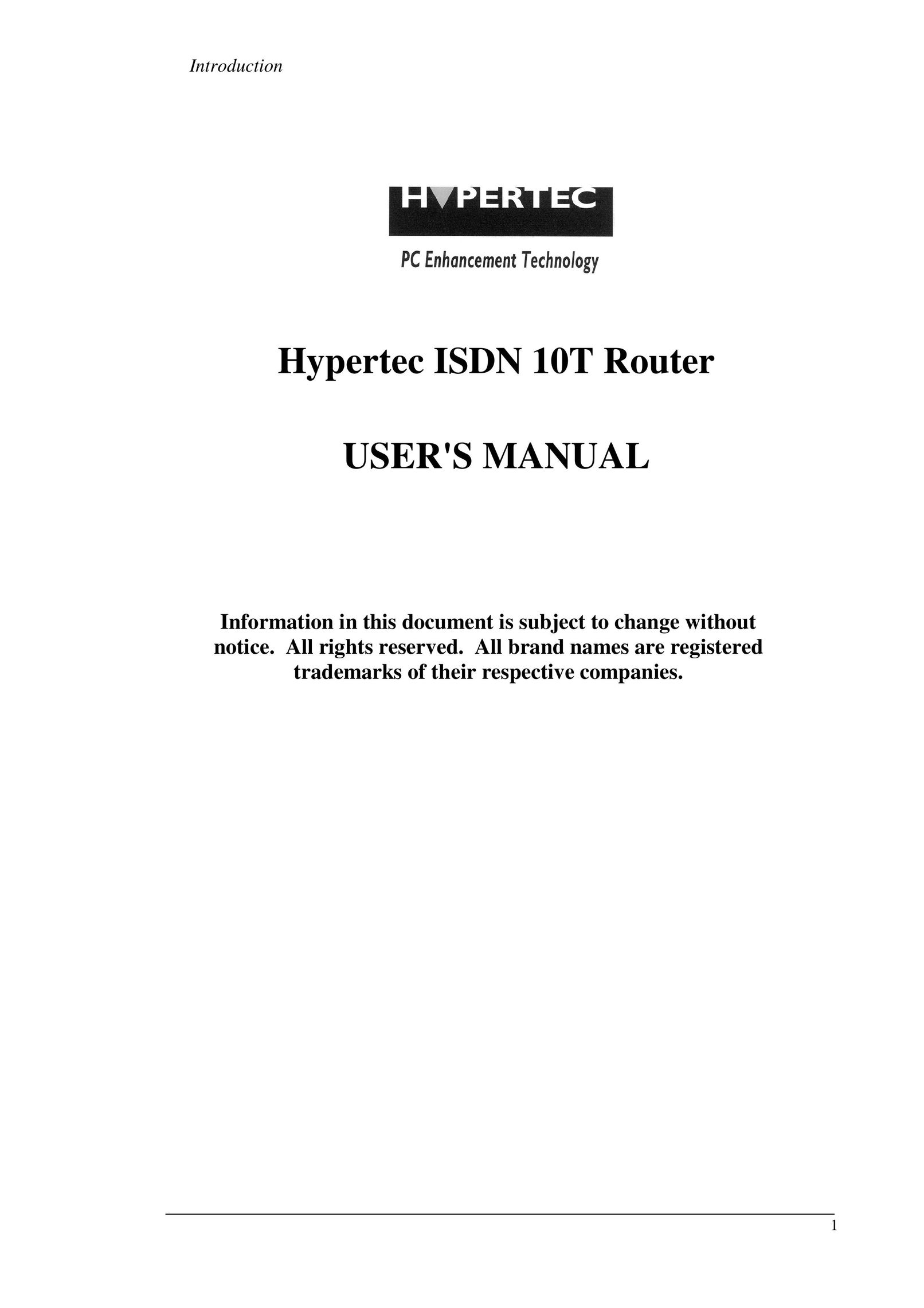 Hypertec ISDN 10T Router Network Card User Manual