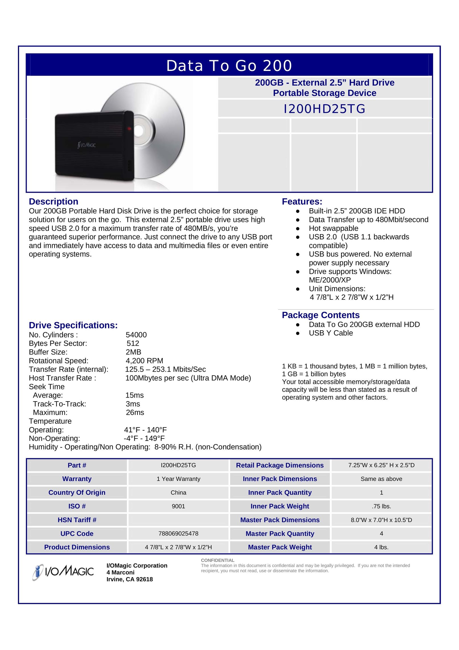 I/O Magic I200HD25TG Network Card User Manual