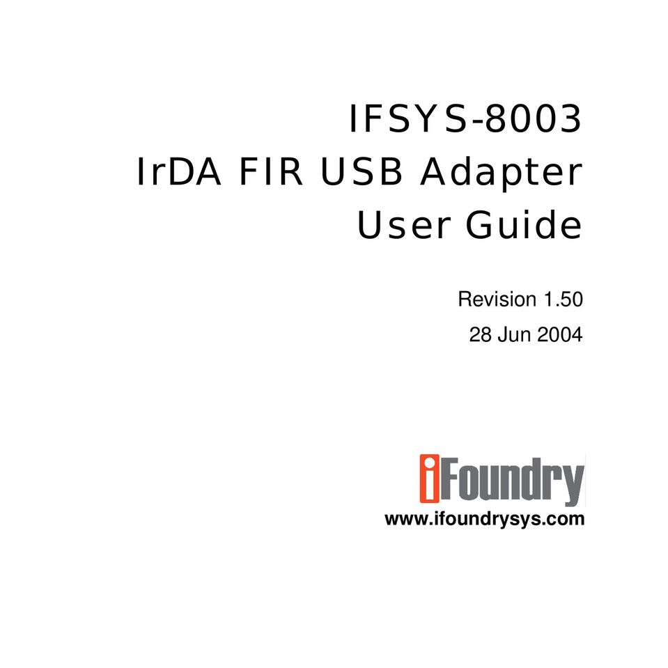 IFoundry Systems IFSYS-8003 Network Card User Manual