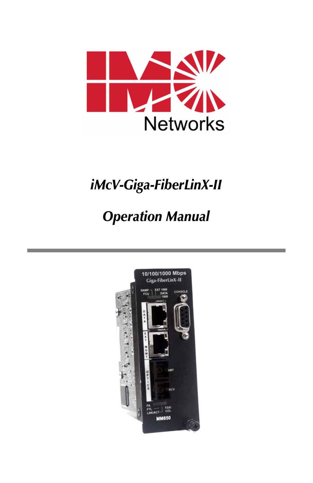 IMC Networks iMcV-Giga-FiberLinX-II Network Card User Manual