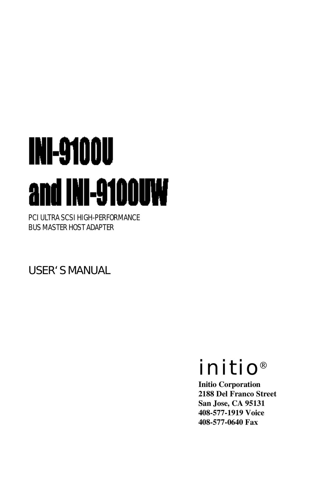 Initio INI-9100UW Network Card User Manual