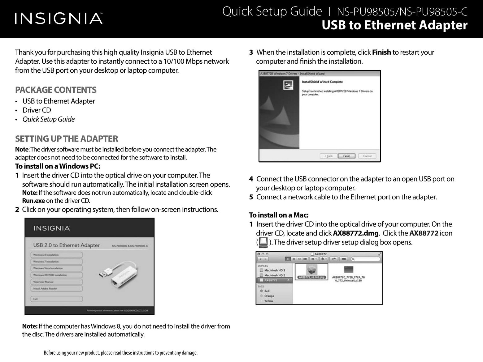 Insignia NS-PU98505 Network Card User Manual