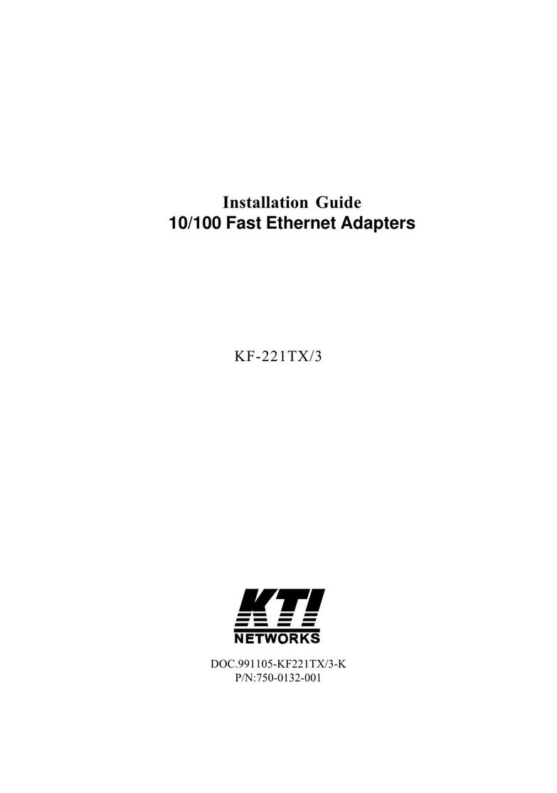 KTI Networks 221TX/3 Network Card User Manual