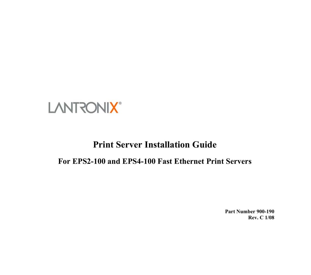Lantronix EPS2-100 Network Card User Manual